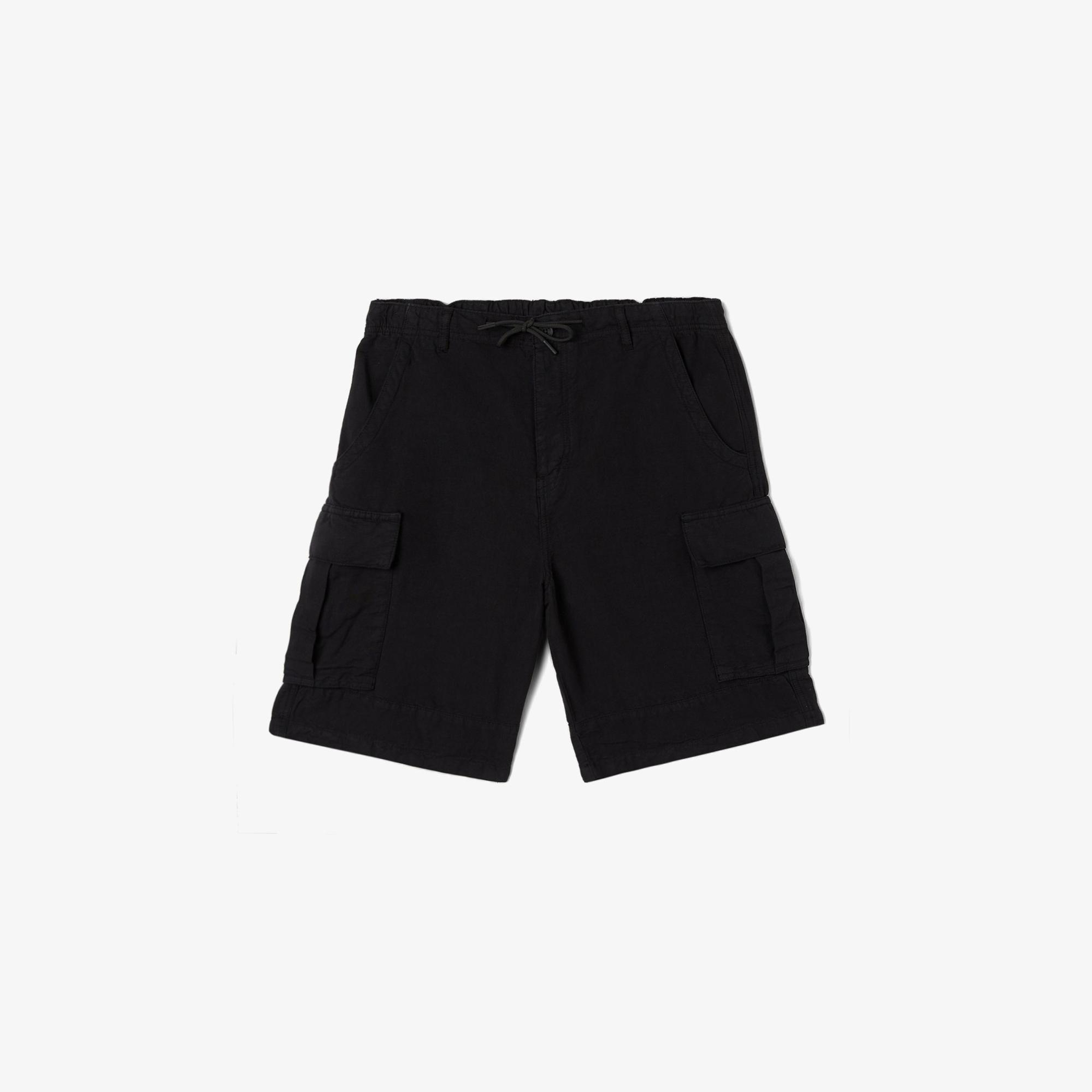 Erkek Relaxed Fit Siyah Bermuda