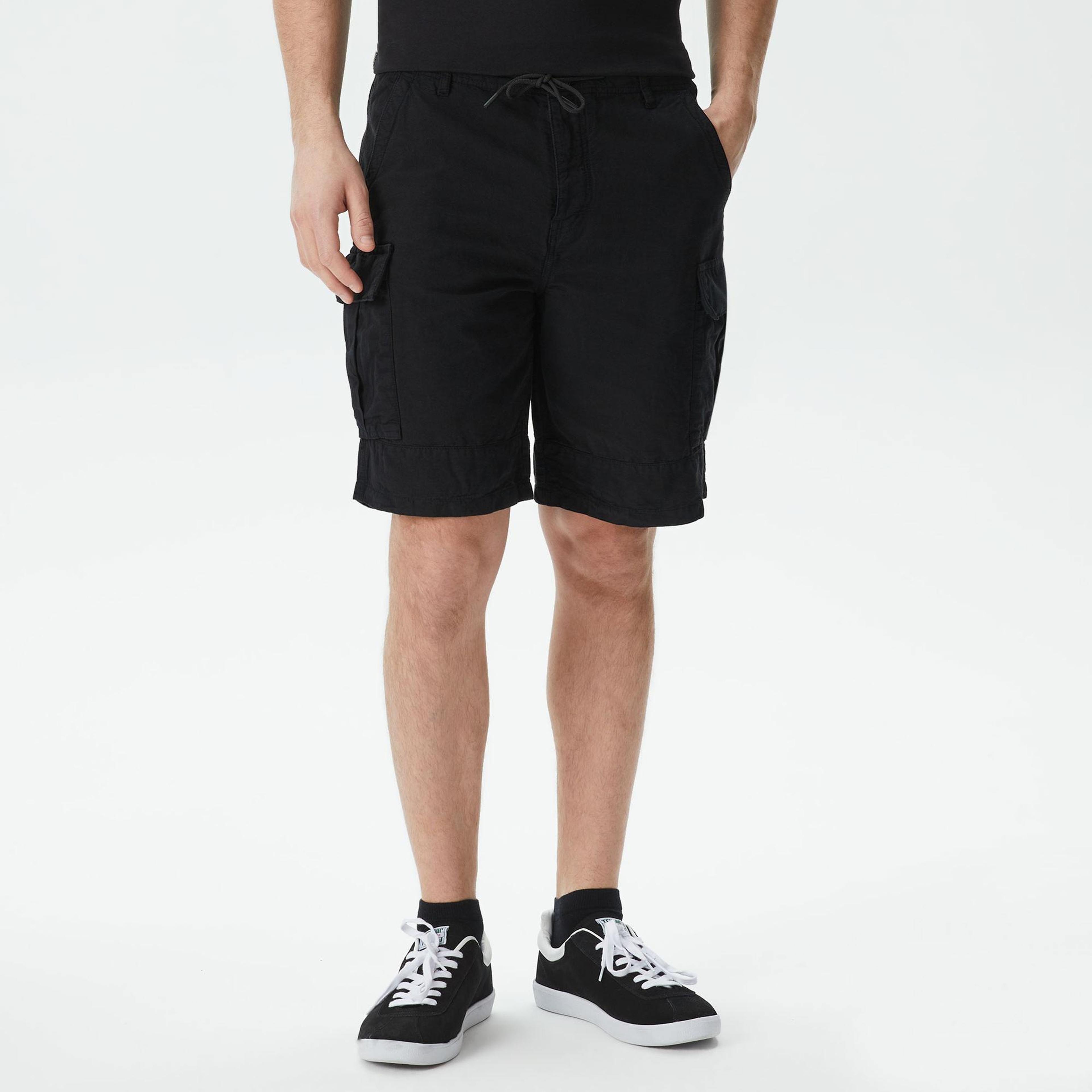 Erkek Relaxed Fit Siyah Bermuda