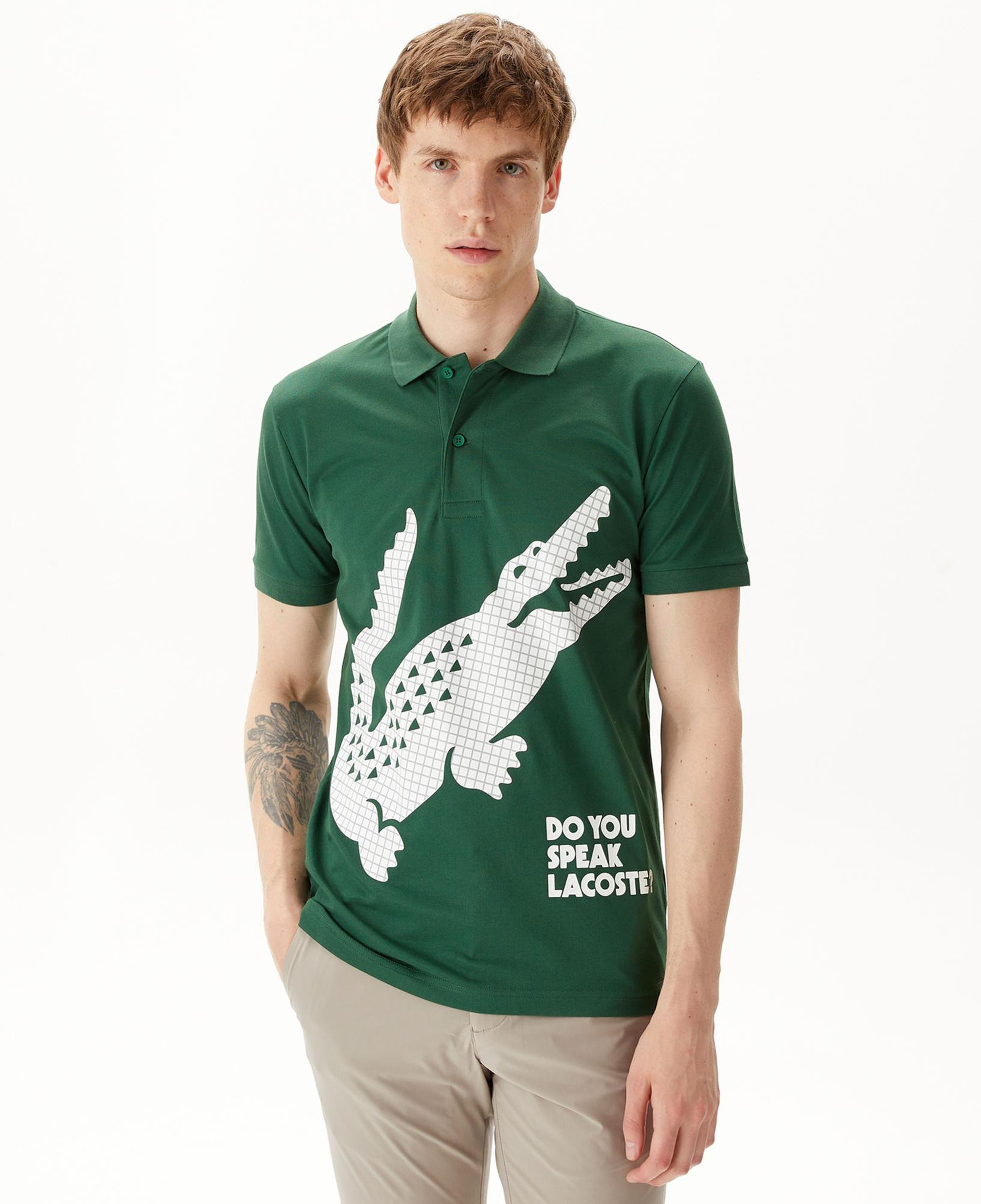 Erkek Regular Fit Baskılı Yeşil Polo