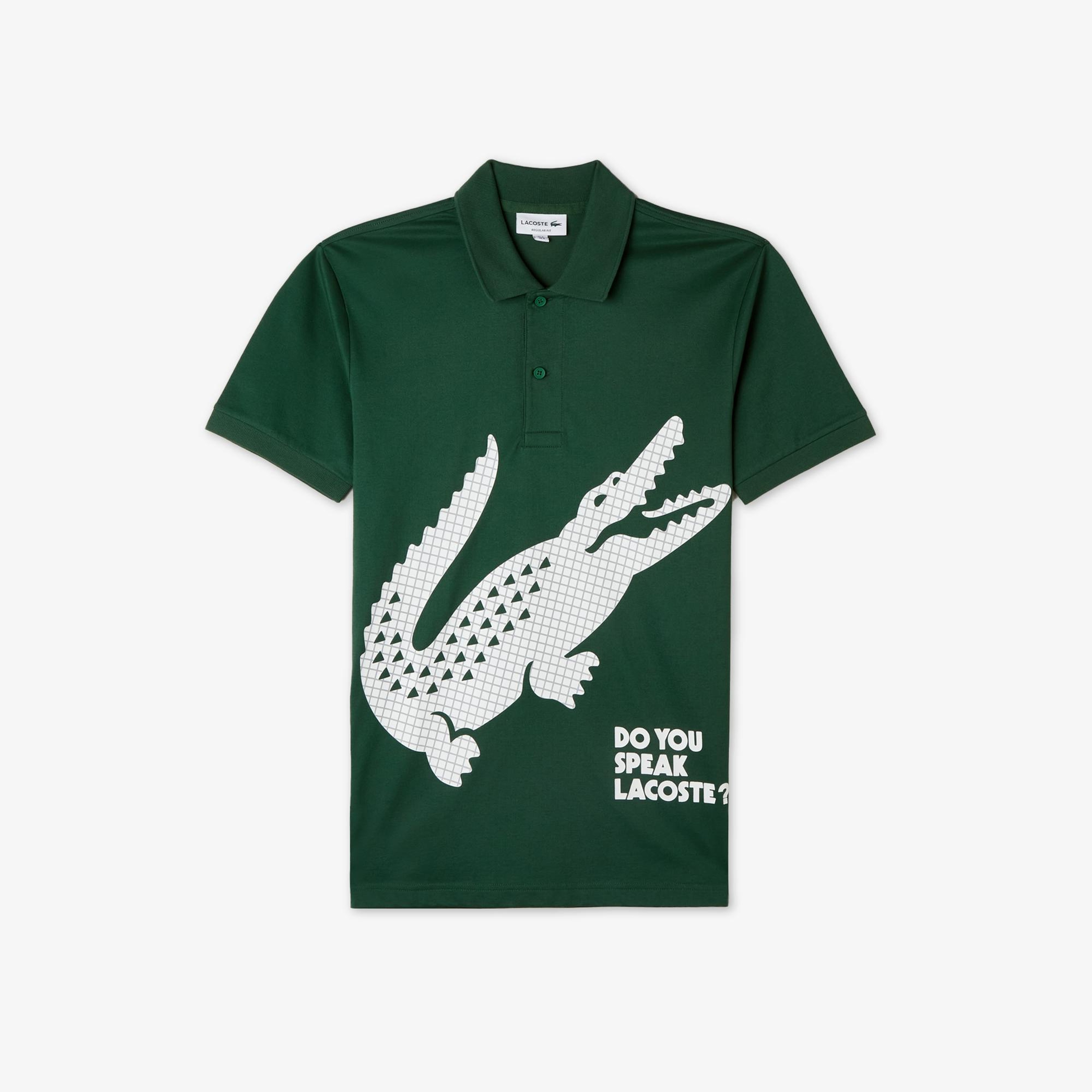 Erkek Regular Fit Baskılı Yeşil Polo