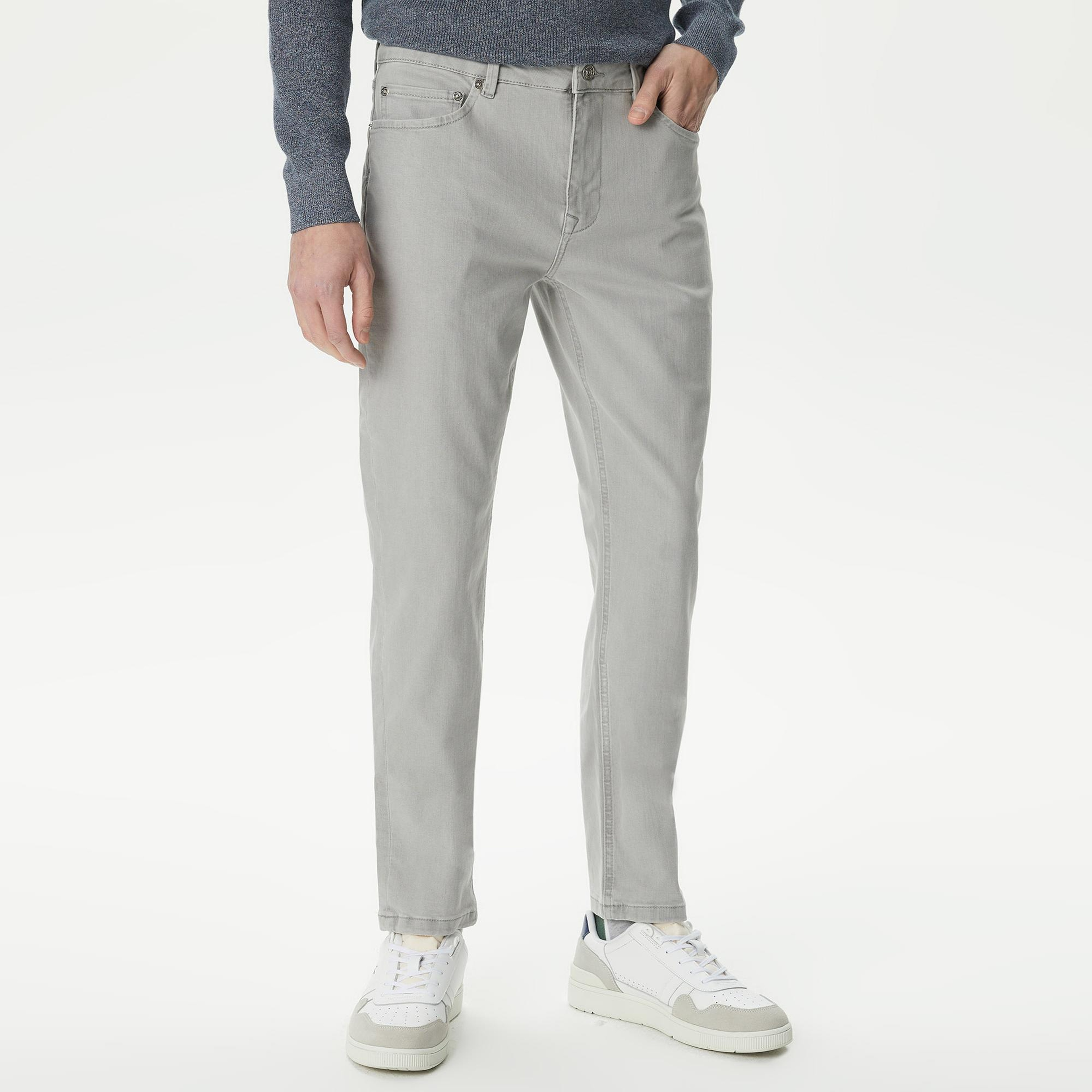 Erkek Slim Fit Gri Pantolon