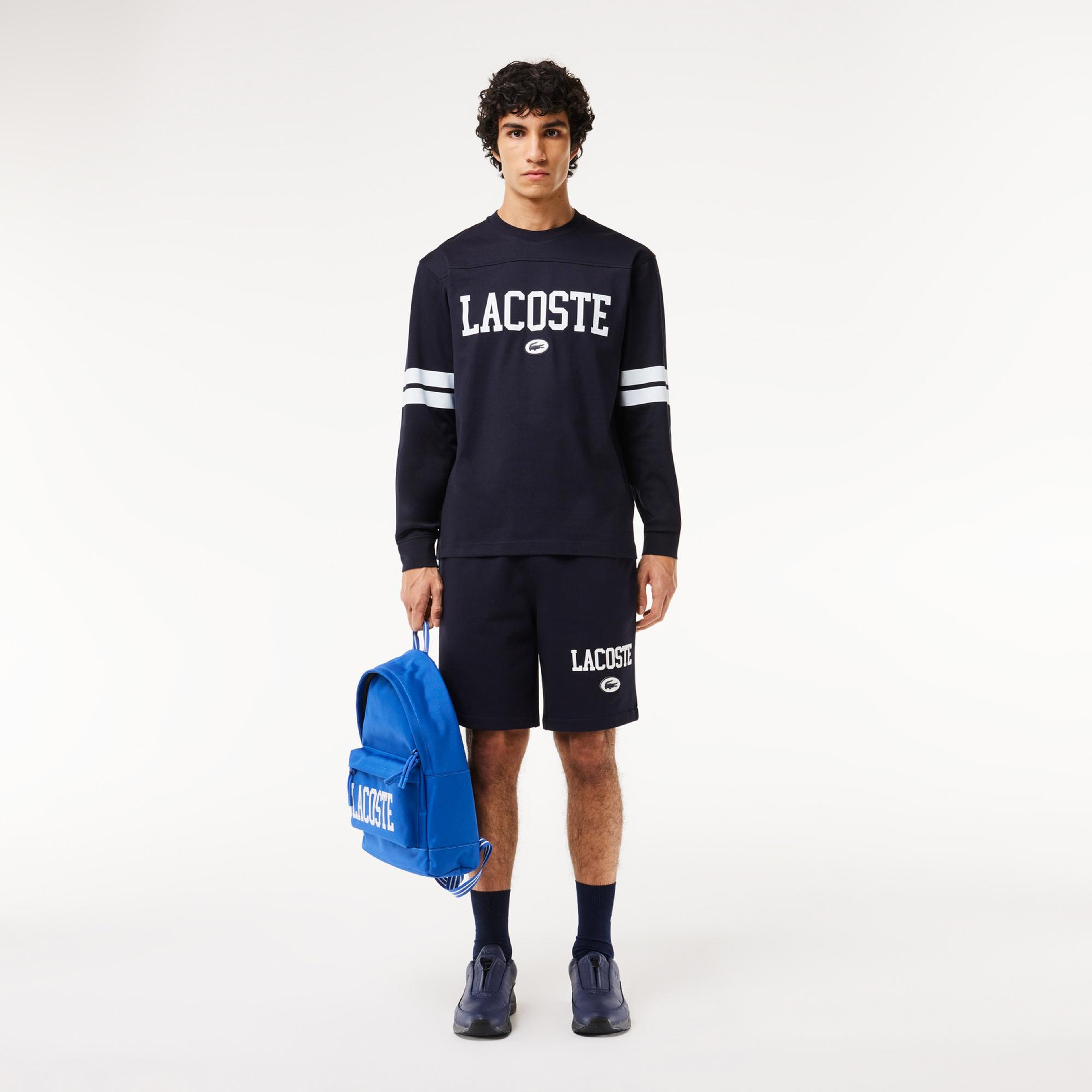 Erkek Classic Fit Uzun Kollu Bisiklet Yaka Baskılı Siyah Sweatshirt