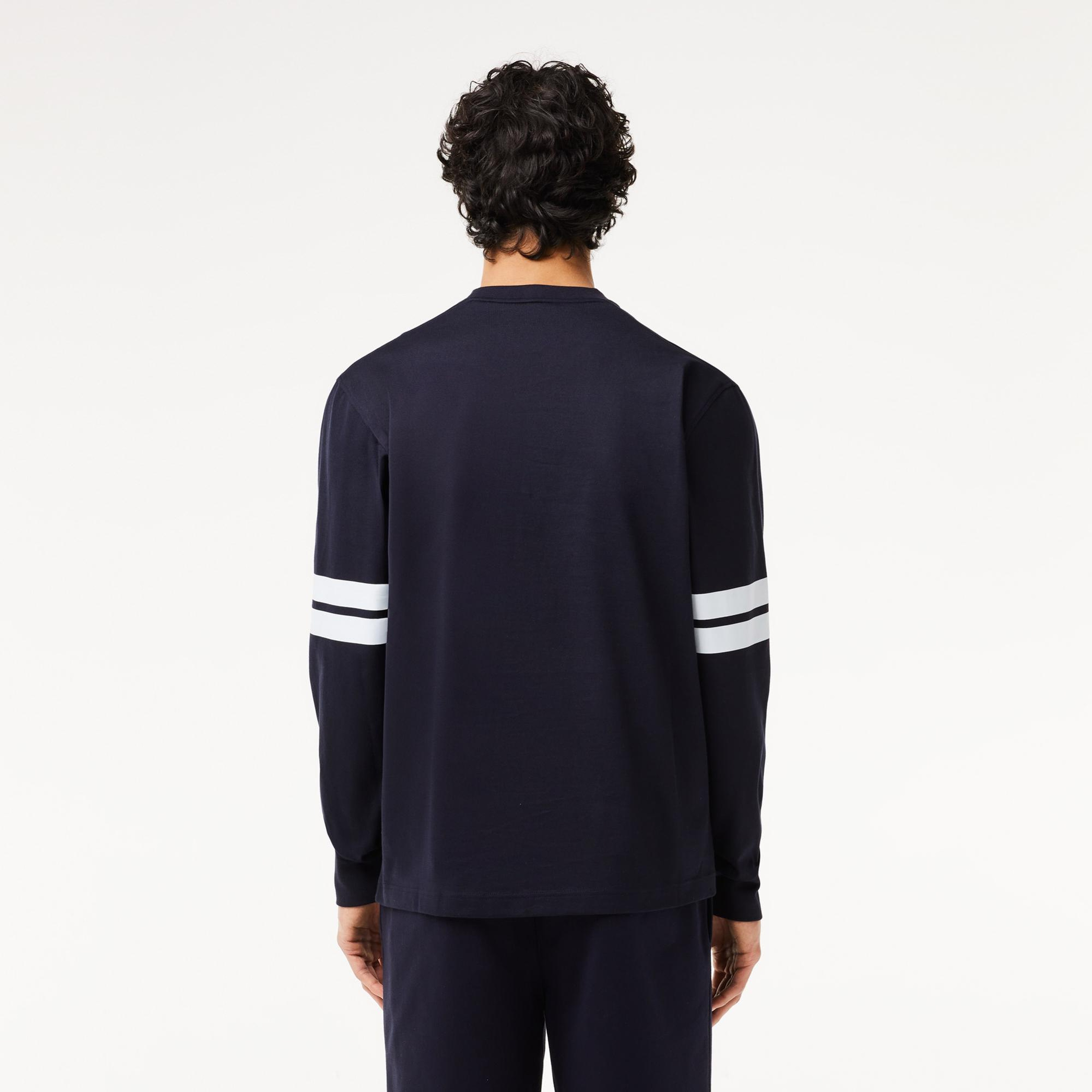 Erkek Classic Fit Uzun Kollu Bisiklet Yaka Baskılı Siyah Sweatshirt