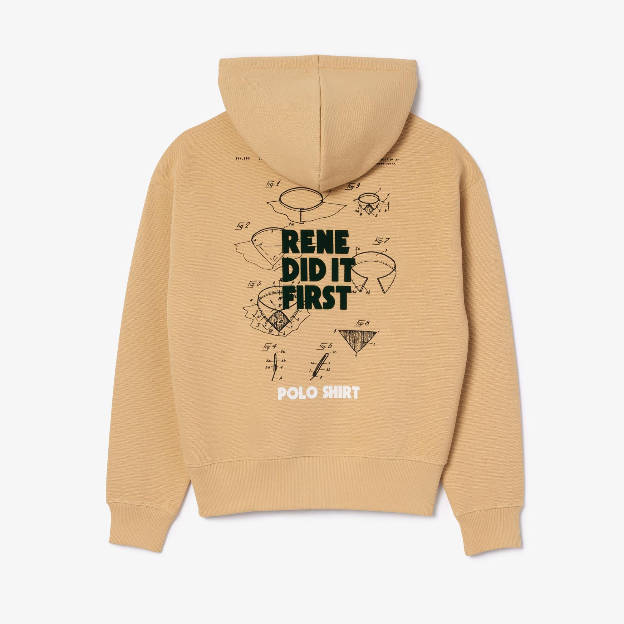 Unisex Relaxed Fit Kapüşonlu Bej Sweatshirt