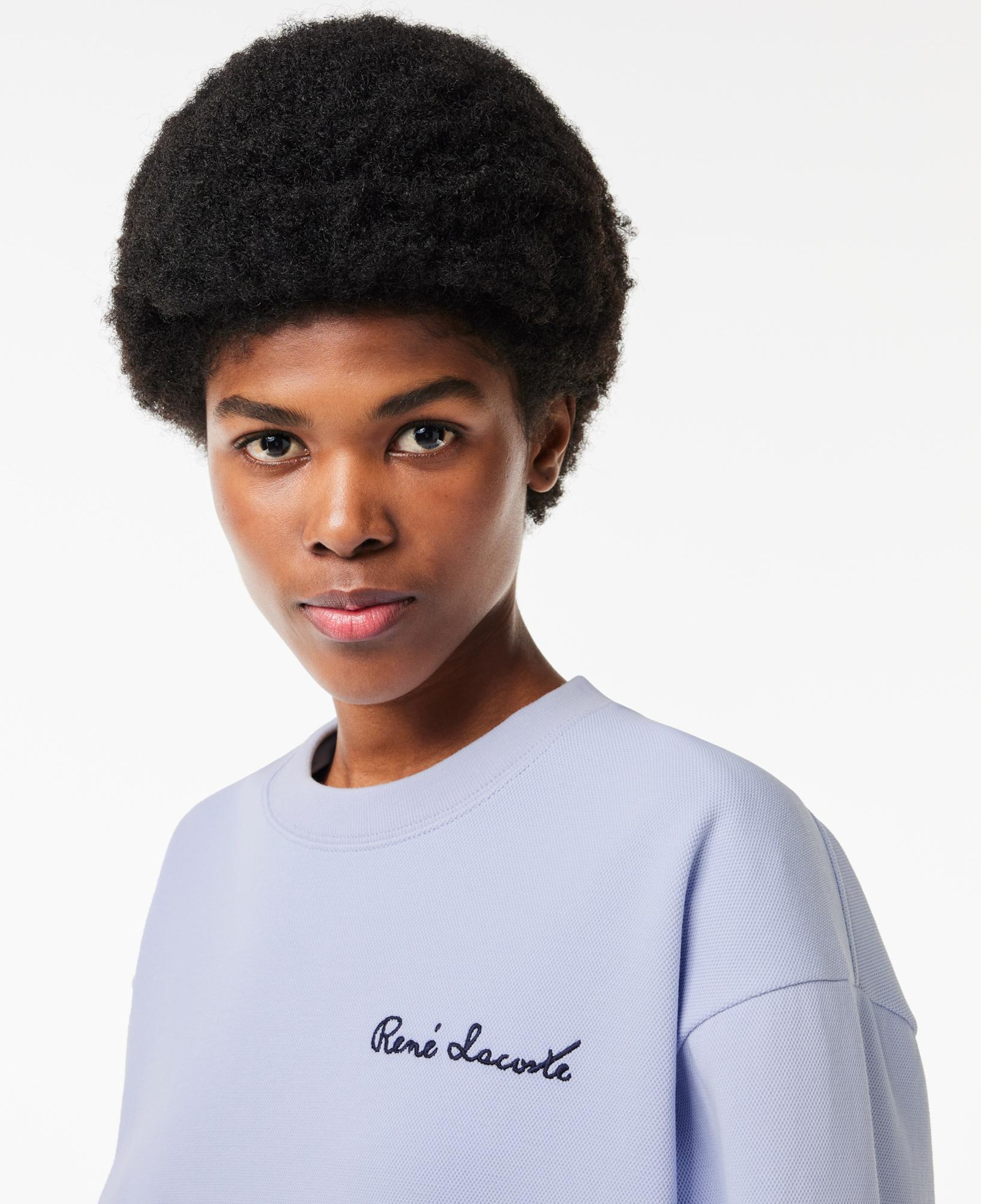 Kadın Bisiklet Yaka Mavi Sweatshirt