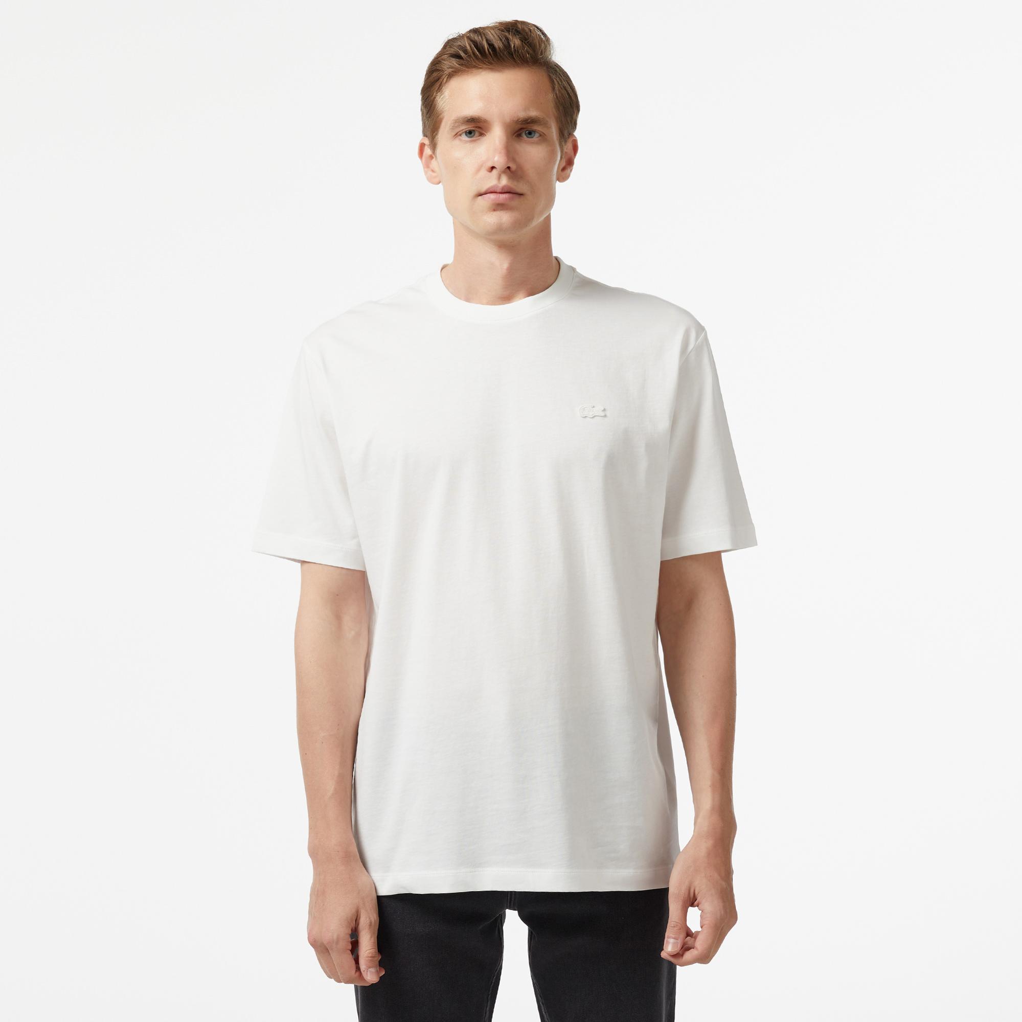 Erkek Loose Fit Bisiklet Yaka Beyaz T-Shirt