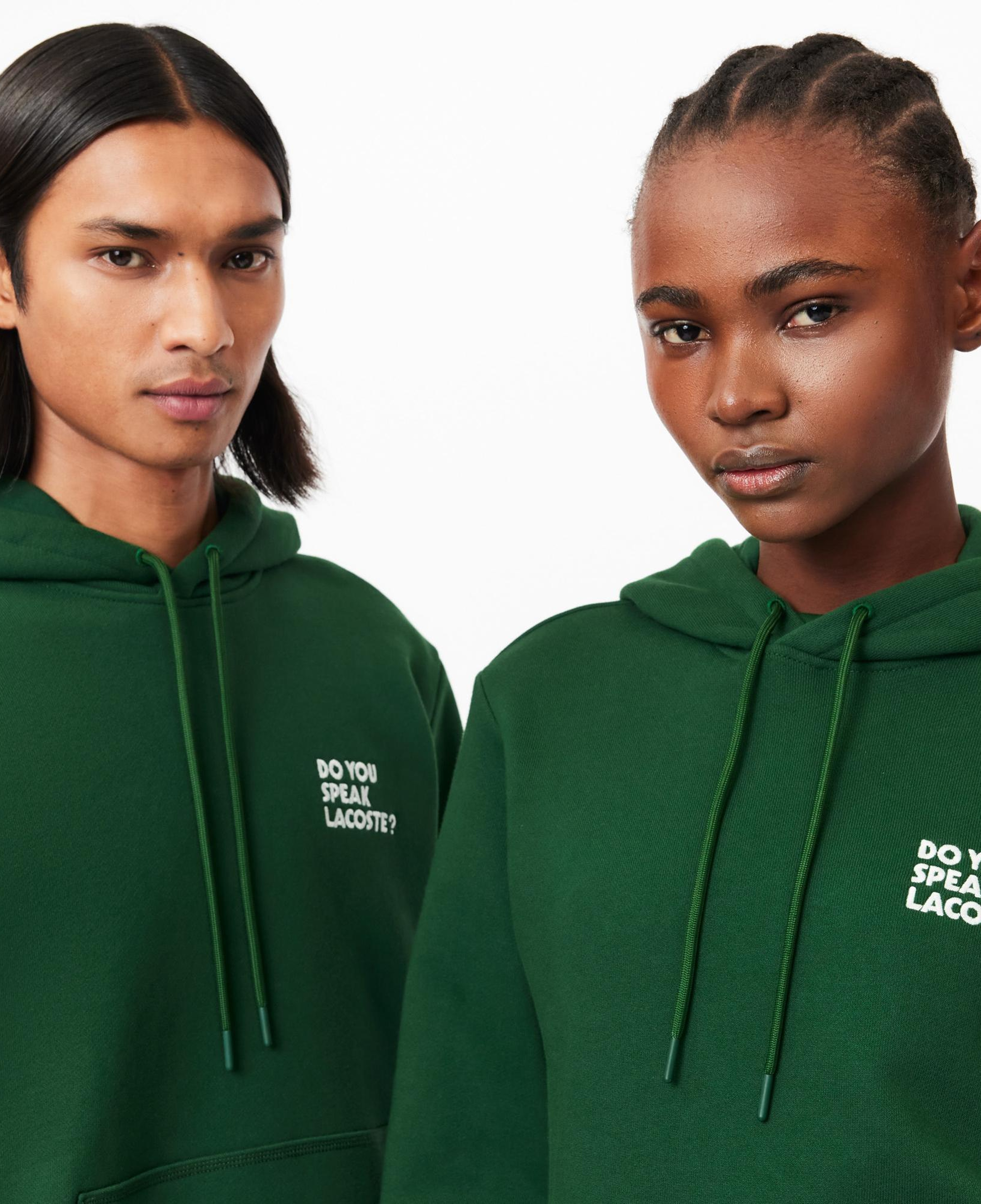 Unisex Relaxed Fit Kapüşonlu Baskılı Yeşil Sweatshirt