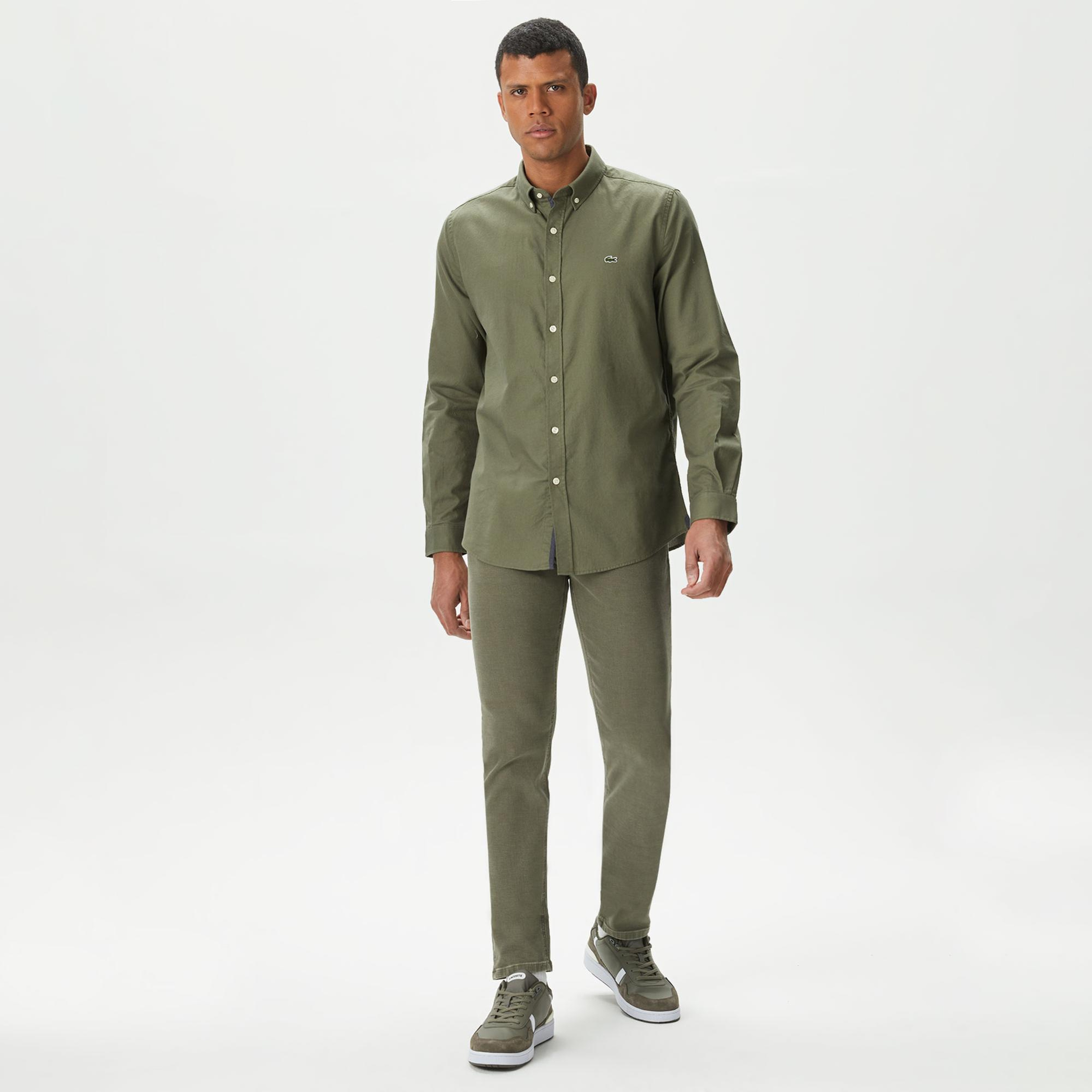 Erkek Slim Fit Haki Jean Pantolon