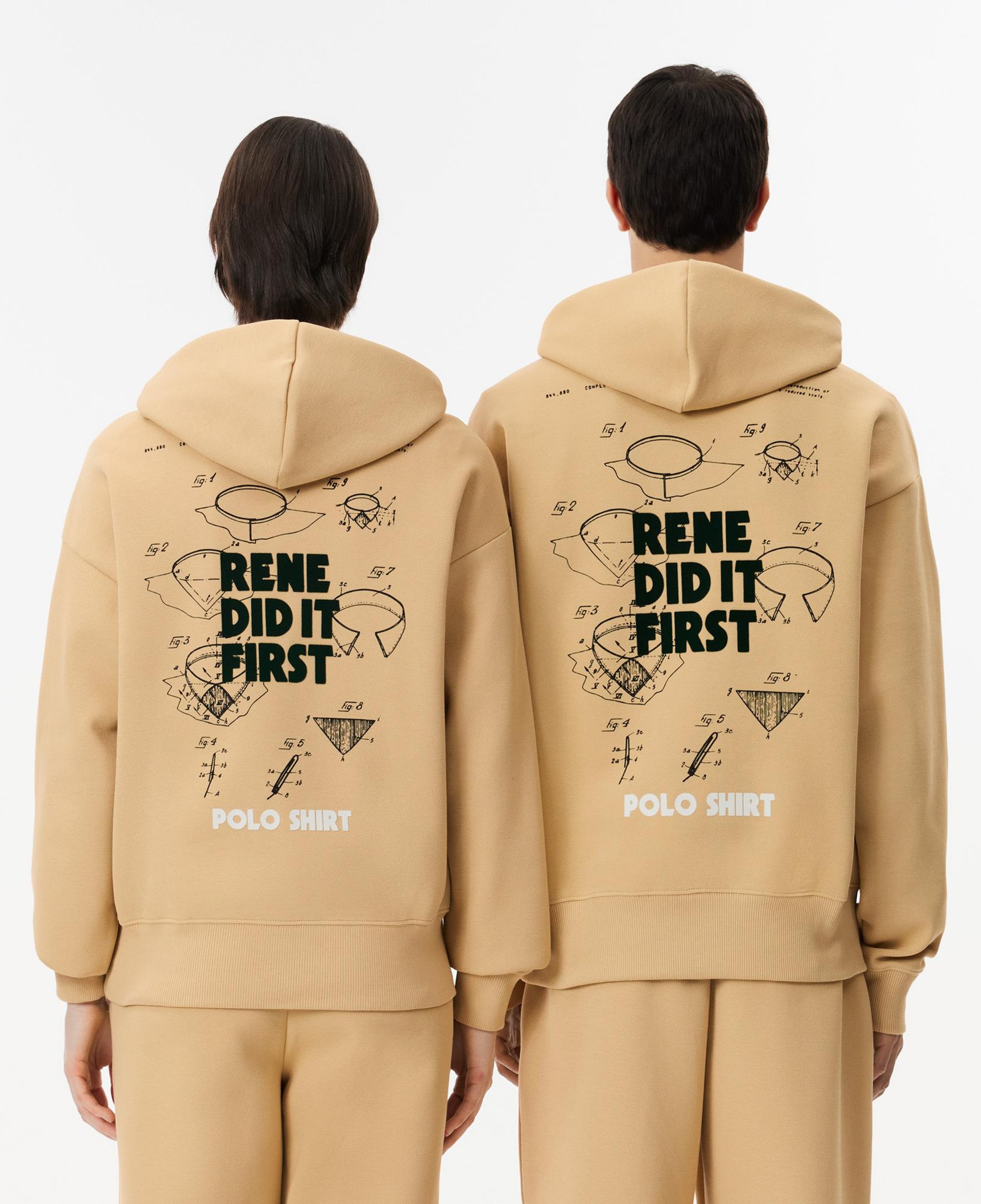 Unisex Relaxed Fit Kapüşonlu Bej Sweatshirt