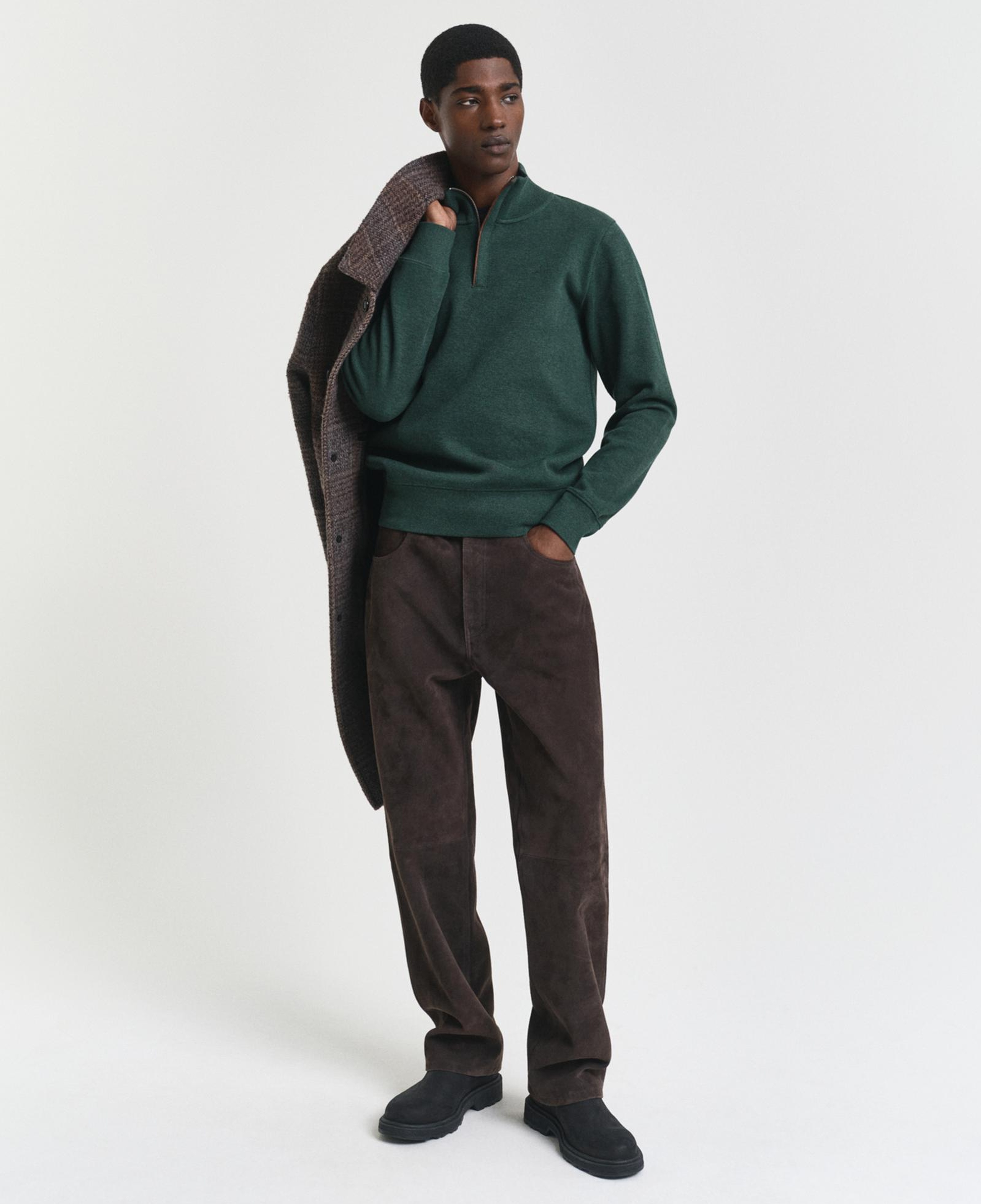 GANT Erkek Yeşil Regular Fit Yarım Fermuarlı Sweatshirt