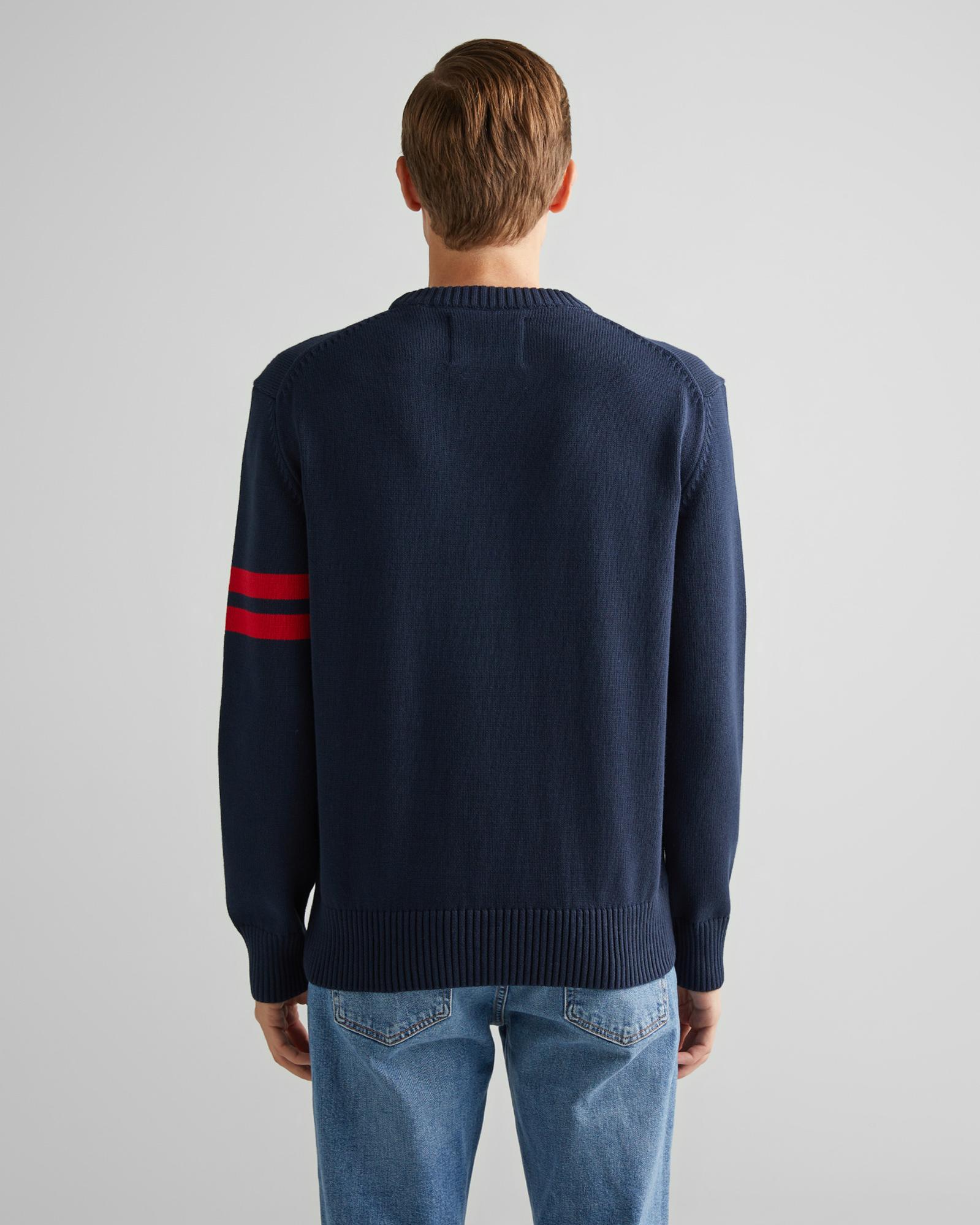 GANT Erkek Lacivert Relaxed Fit Bisiklet Yaka Logolu Kazak