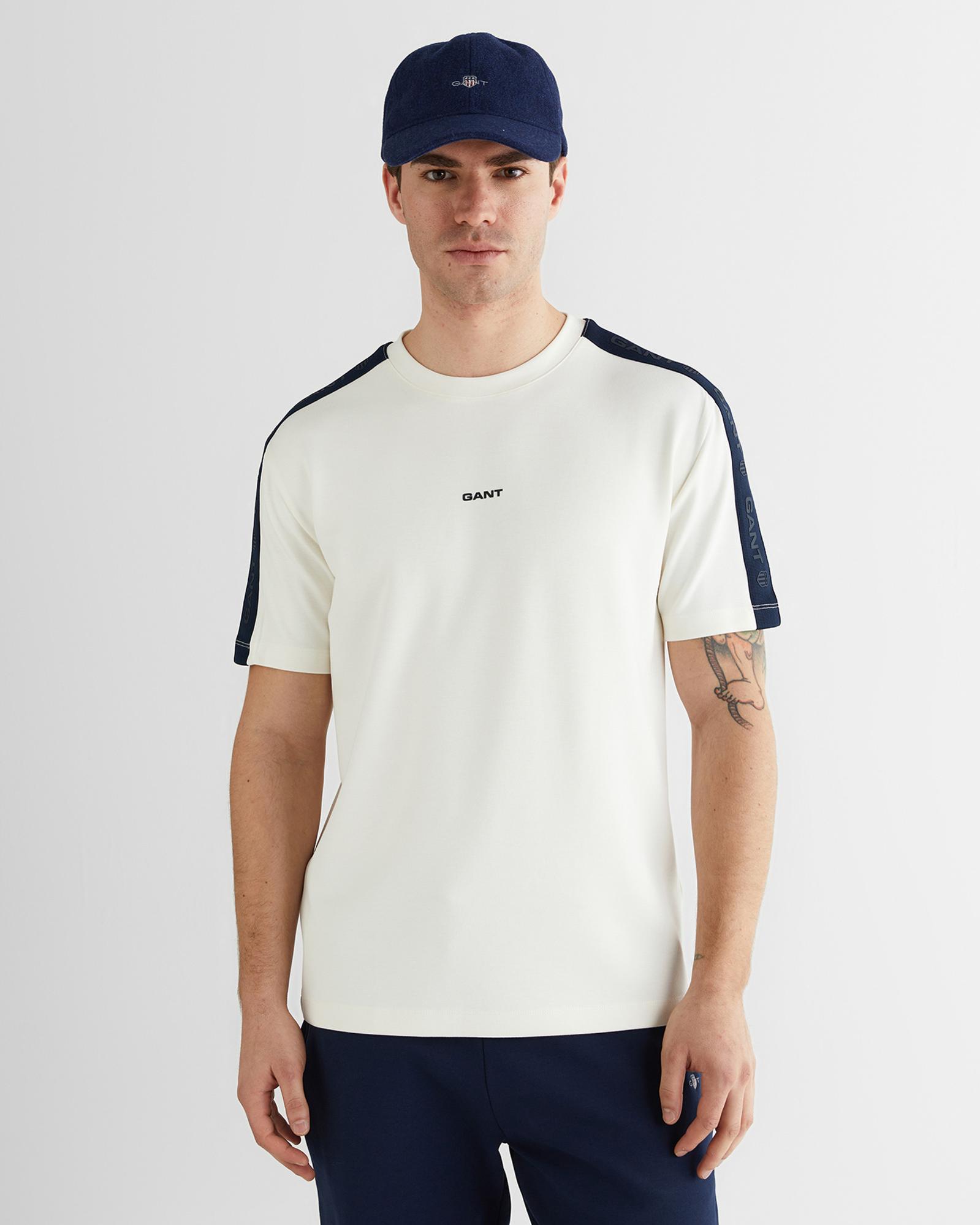 GANT Erkek Beyaz Baskılı Kısa Kollu T-Shirt