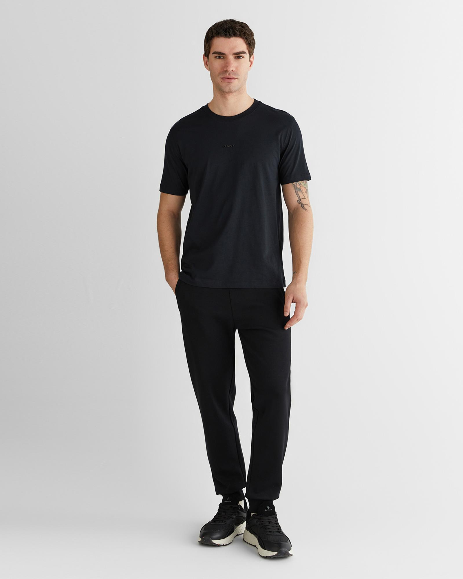 GANT Erkek Siyah Baskılı Kısa Kollu T-Shirt