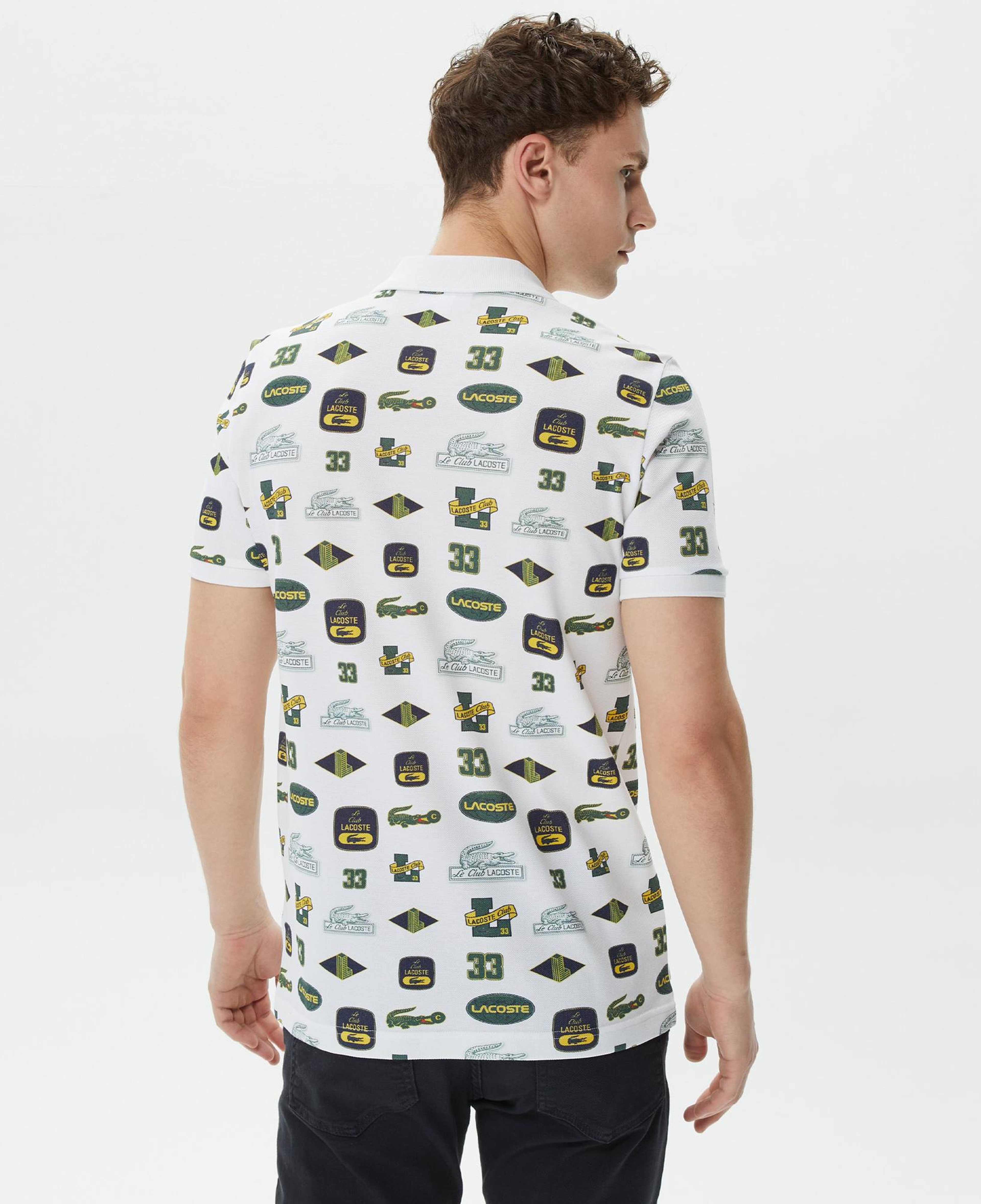 Erkek Slim Fit Baskılı Beyaz Polo