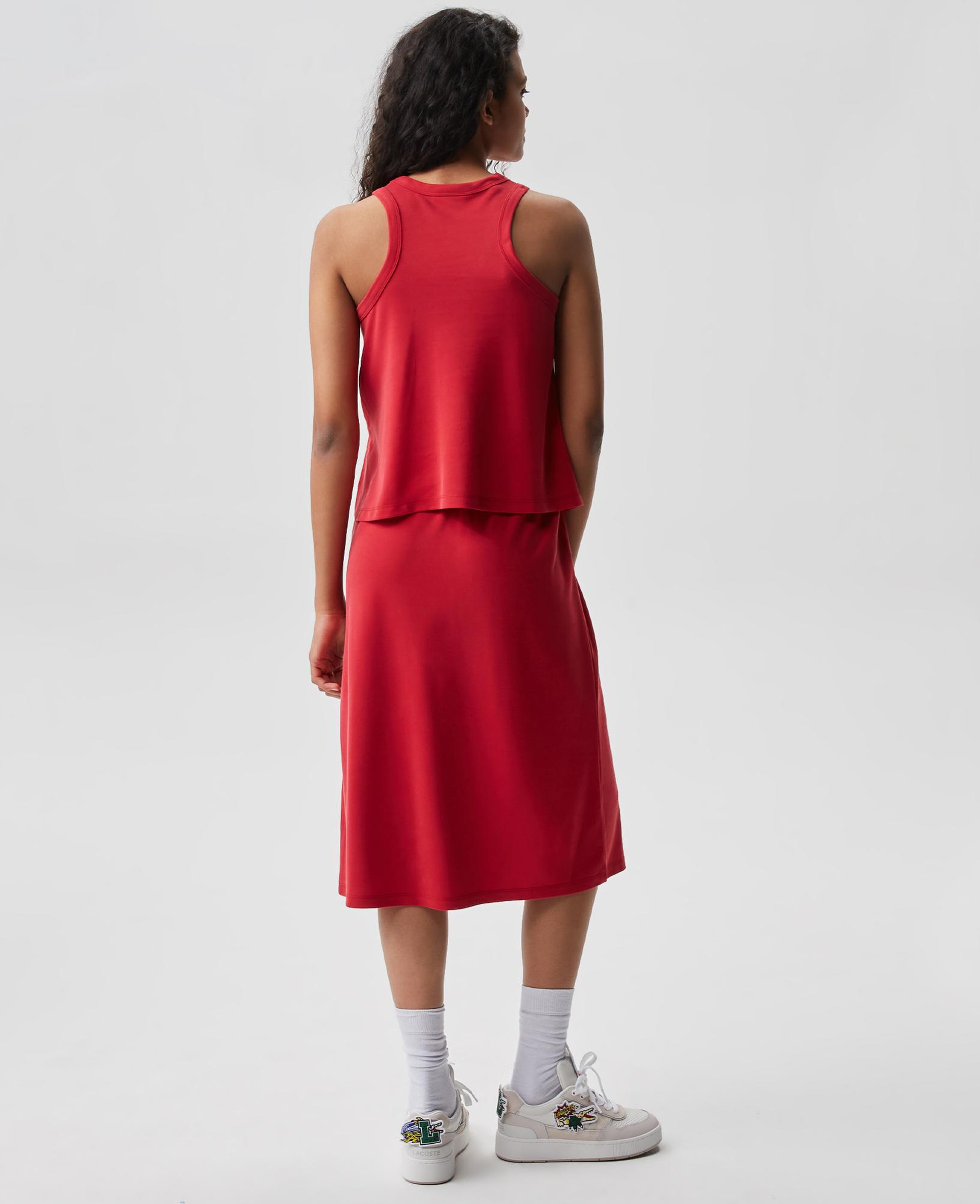 Kadın Loose Fit Kolsuz V Yaka Kırmızı Elbise