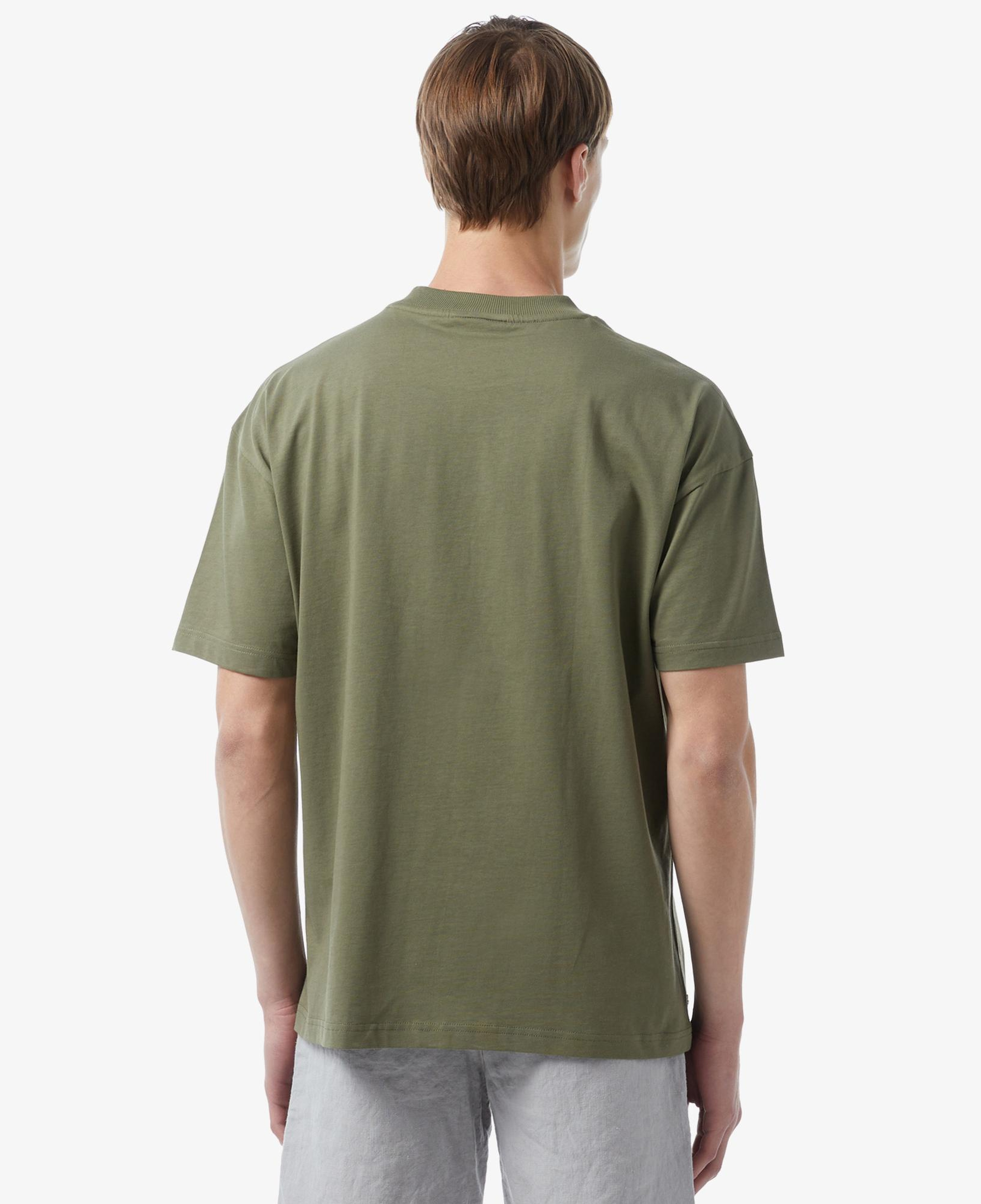 Erkek Oversize Fit Bisiklet Yaka Baskılı Haki T-Shirt