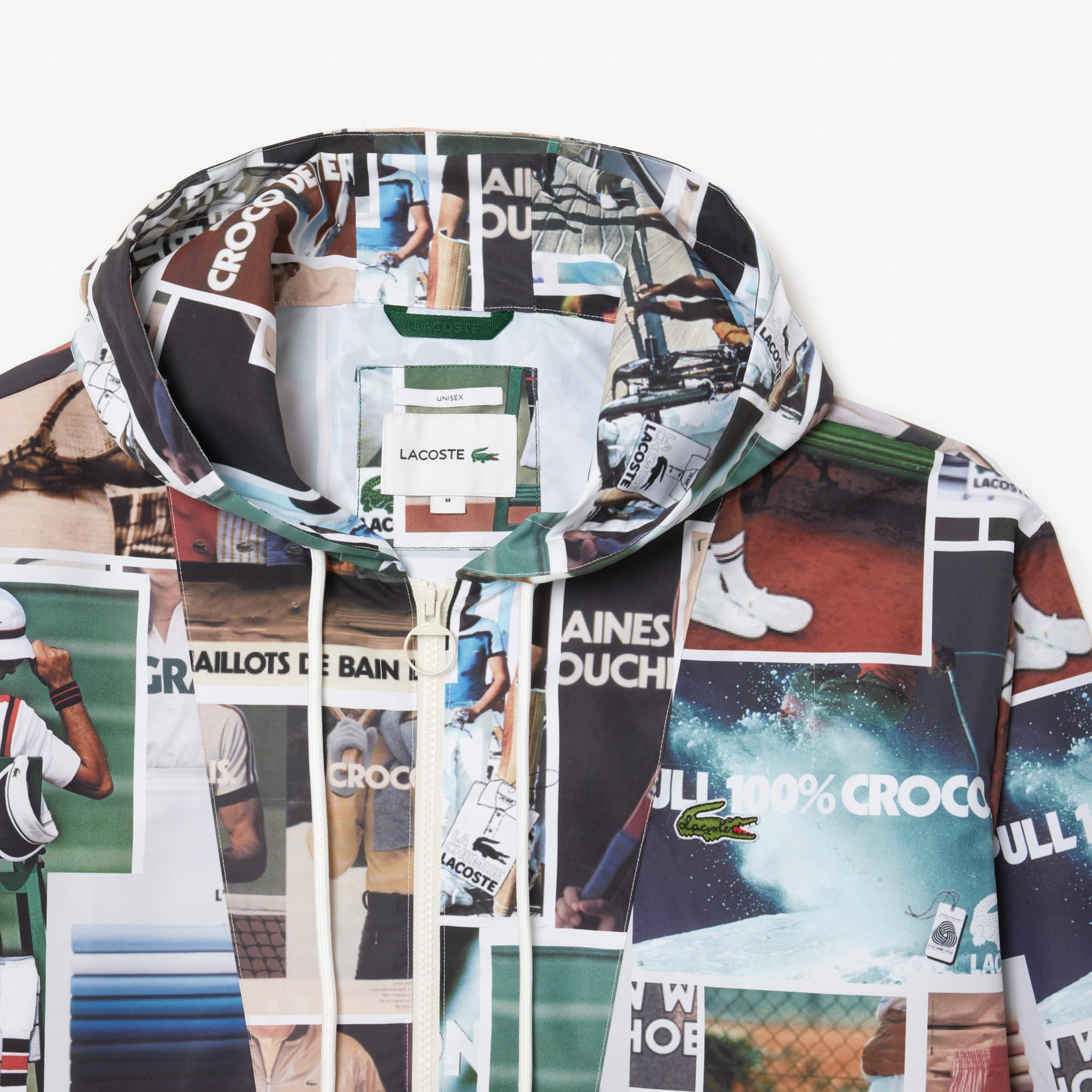 Unisex Kapüşonlu Baskılı Renkli Mont