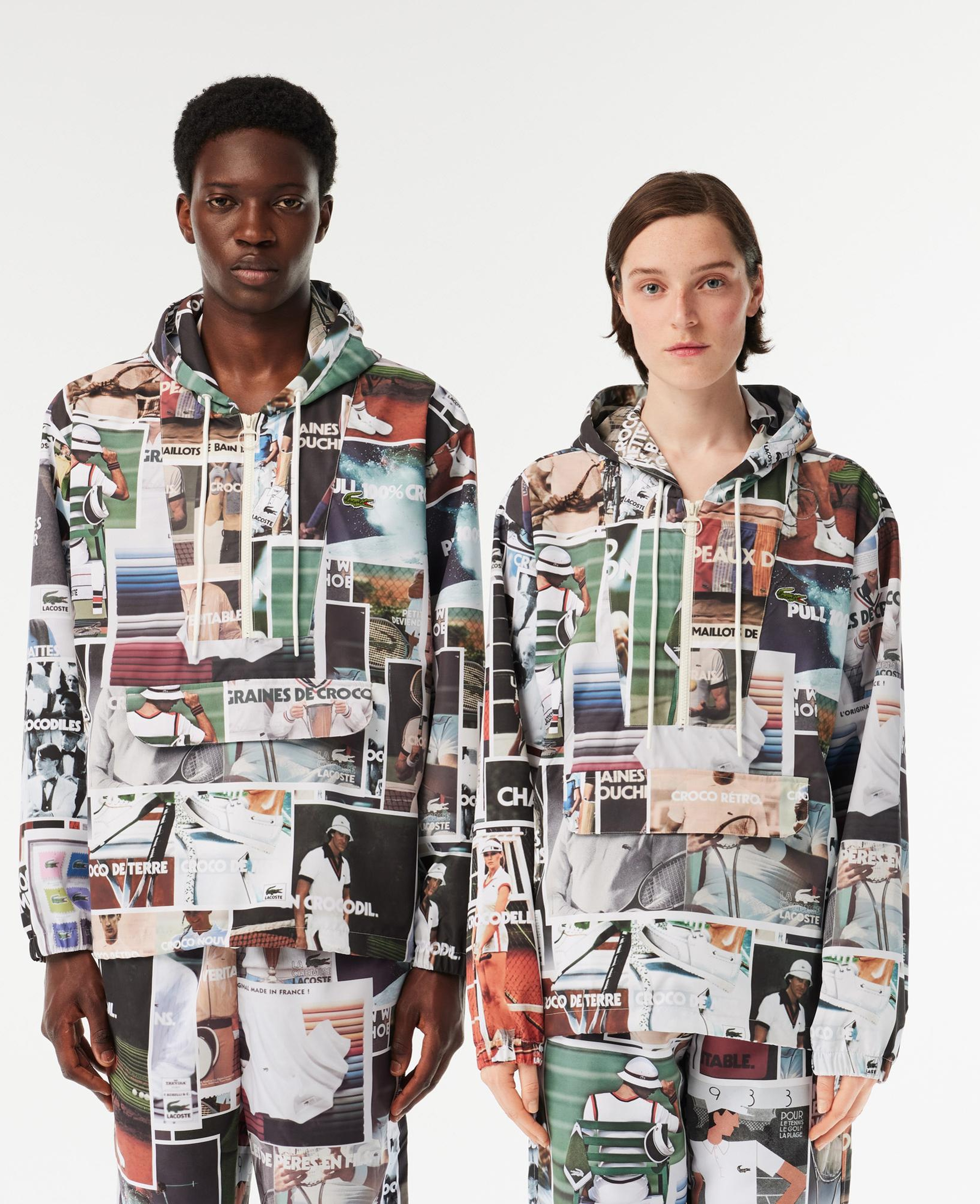 Unisex Kapüşonlu Baskılı Renkli Mont