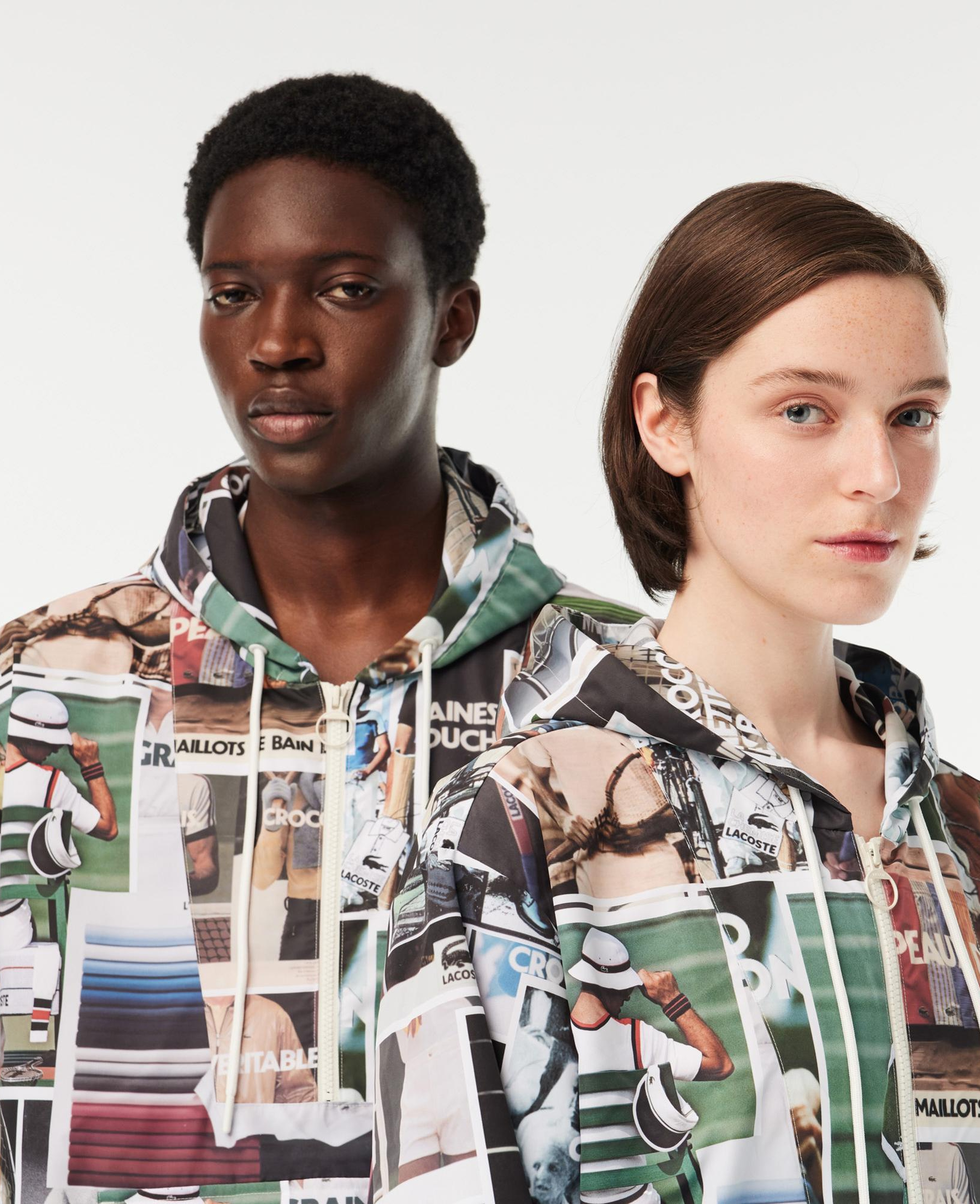 Unisex Kapüşonlu Baskılı Renkli Mont