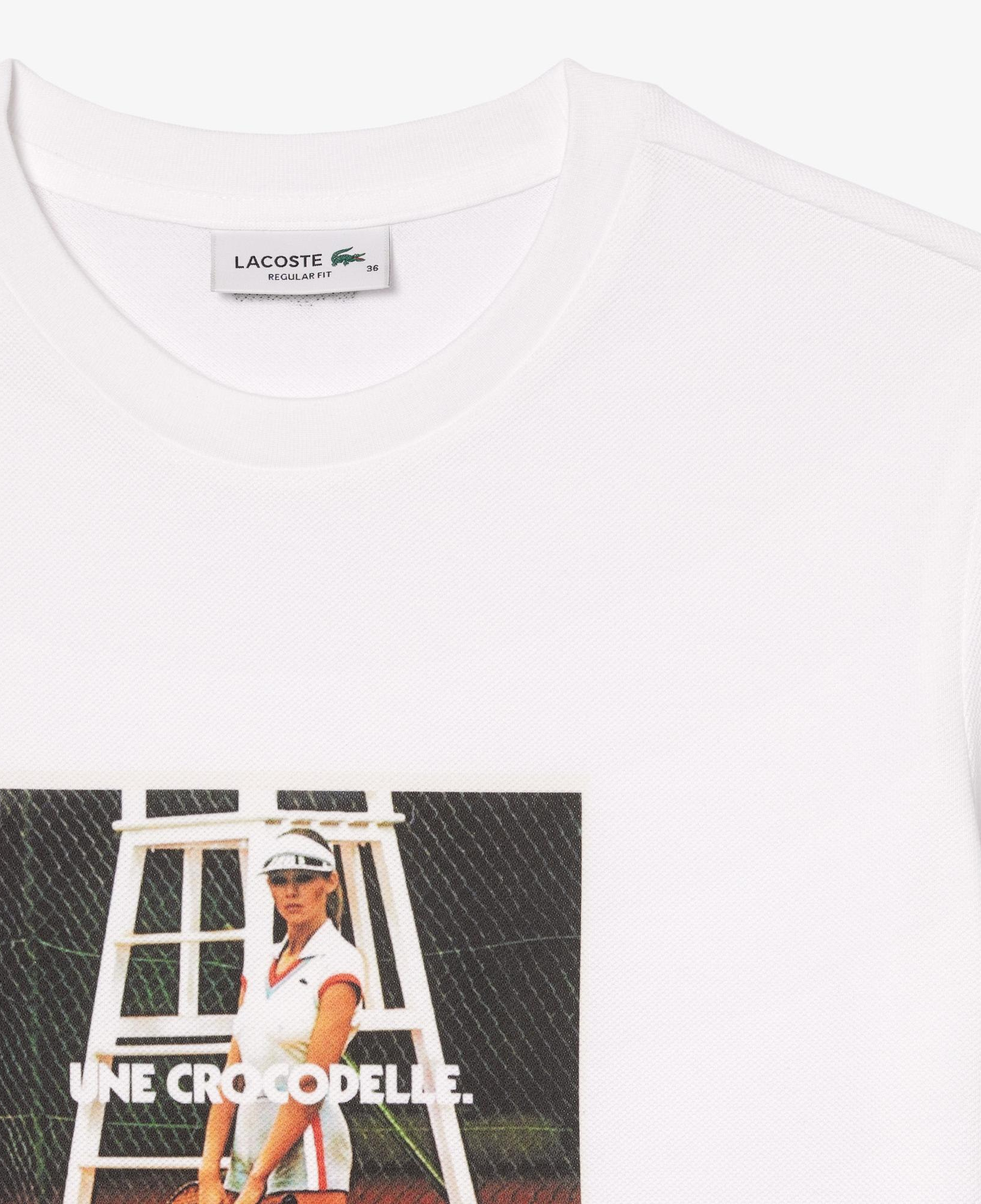 Kadın Bisiklet Yaka Baskılı Beyaz T-Shirt