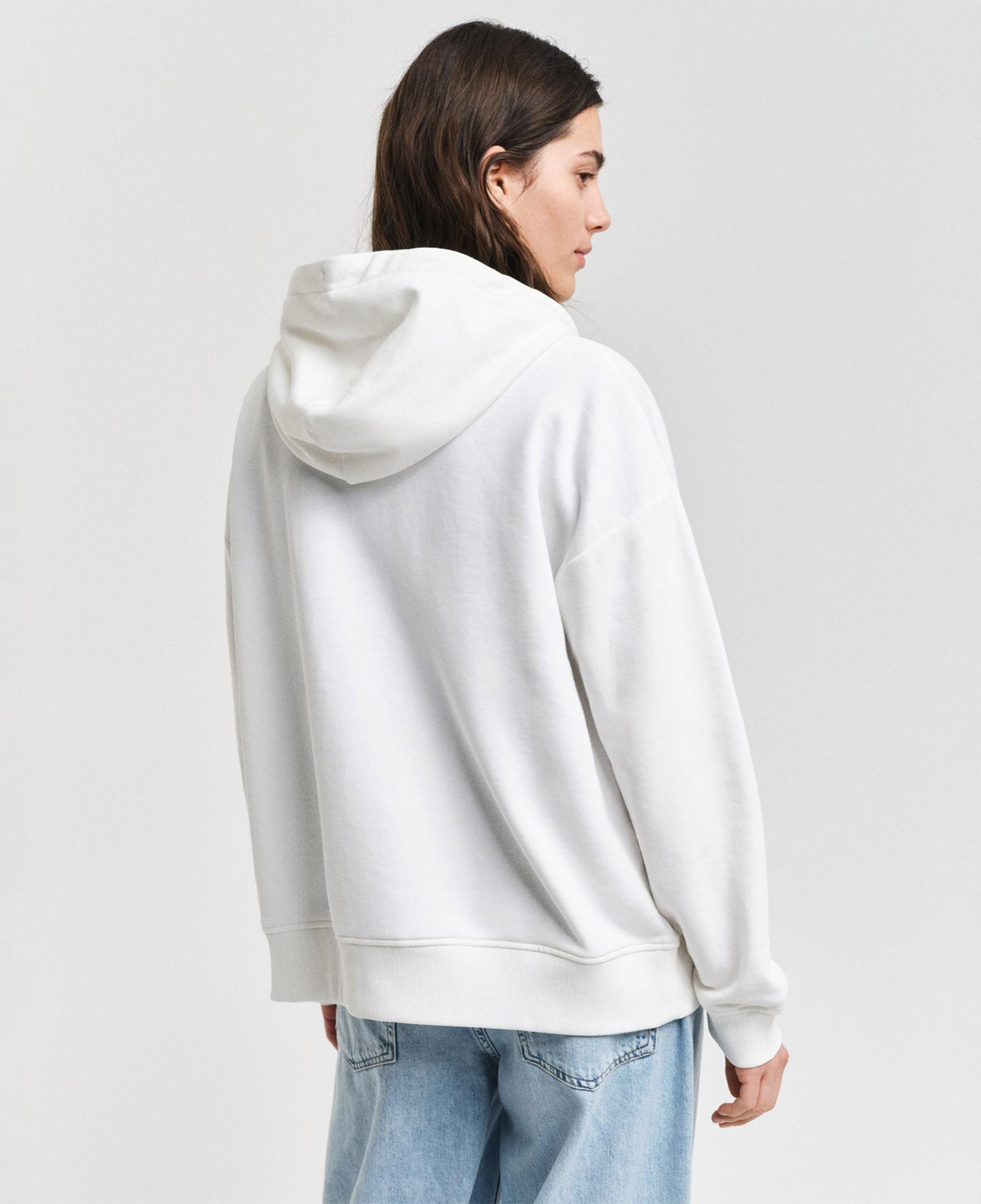 GANT Kadın Beyaz Relaxed Fit Kapüşonlu Sweatshirt