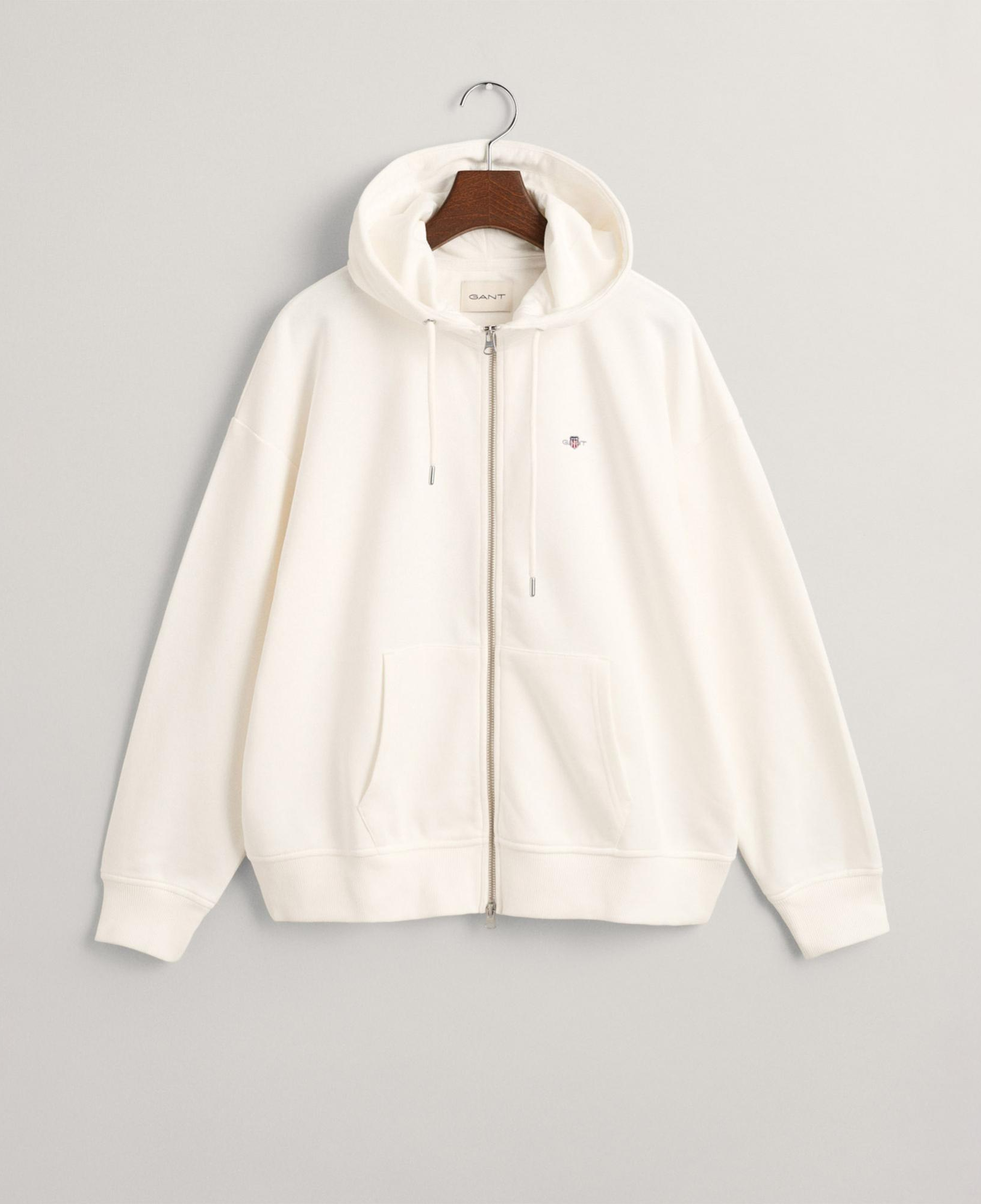 GANT Kadın Beyaz Relaxed Fit Kapüşonlu Sweatshirt