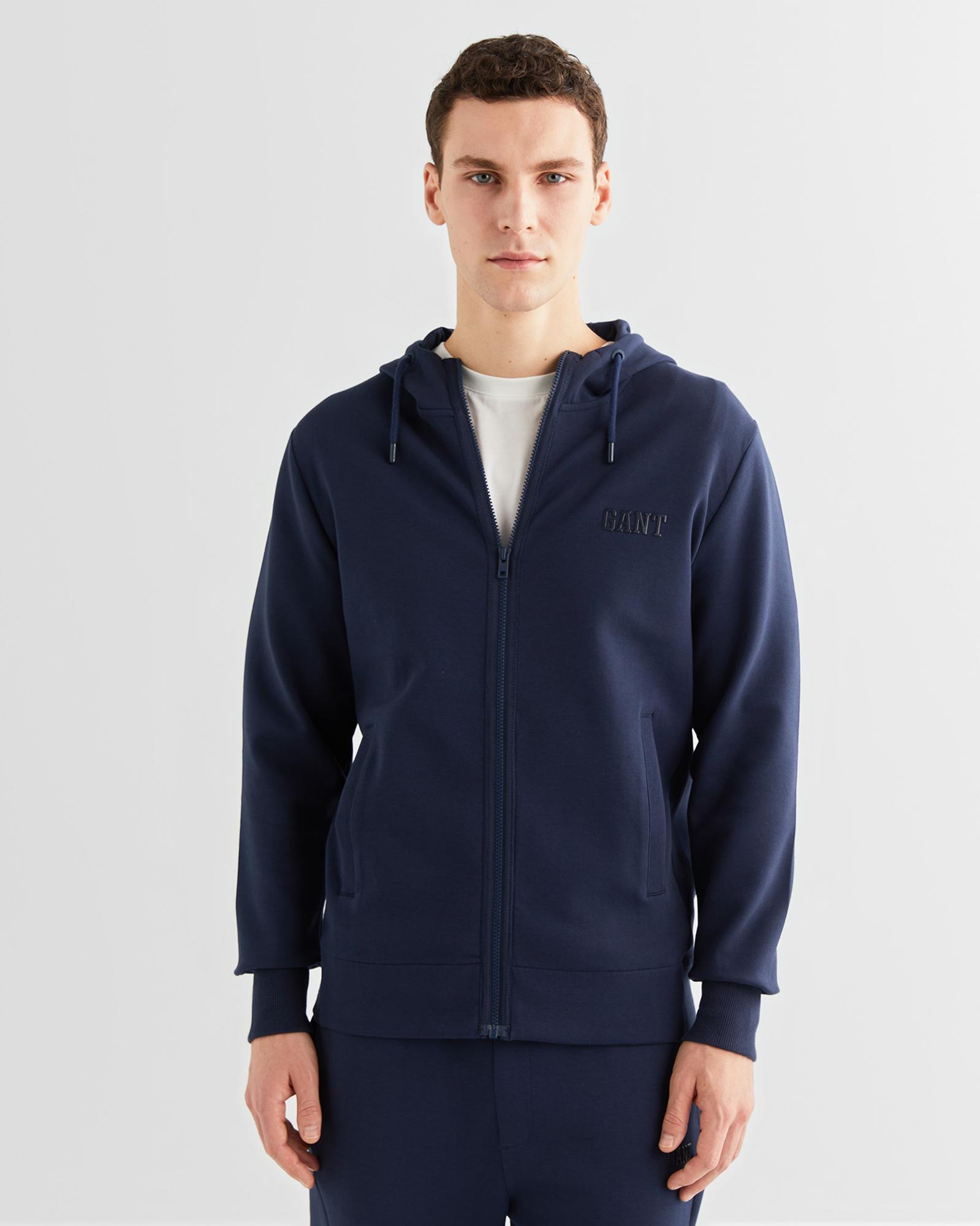 GANT Erkek Lacivert Relaxed Fit Kapüşonlu Logolu Sweatshirt