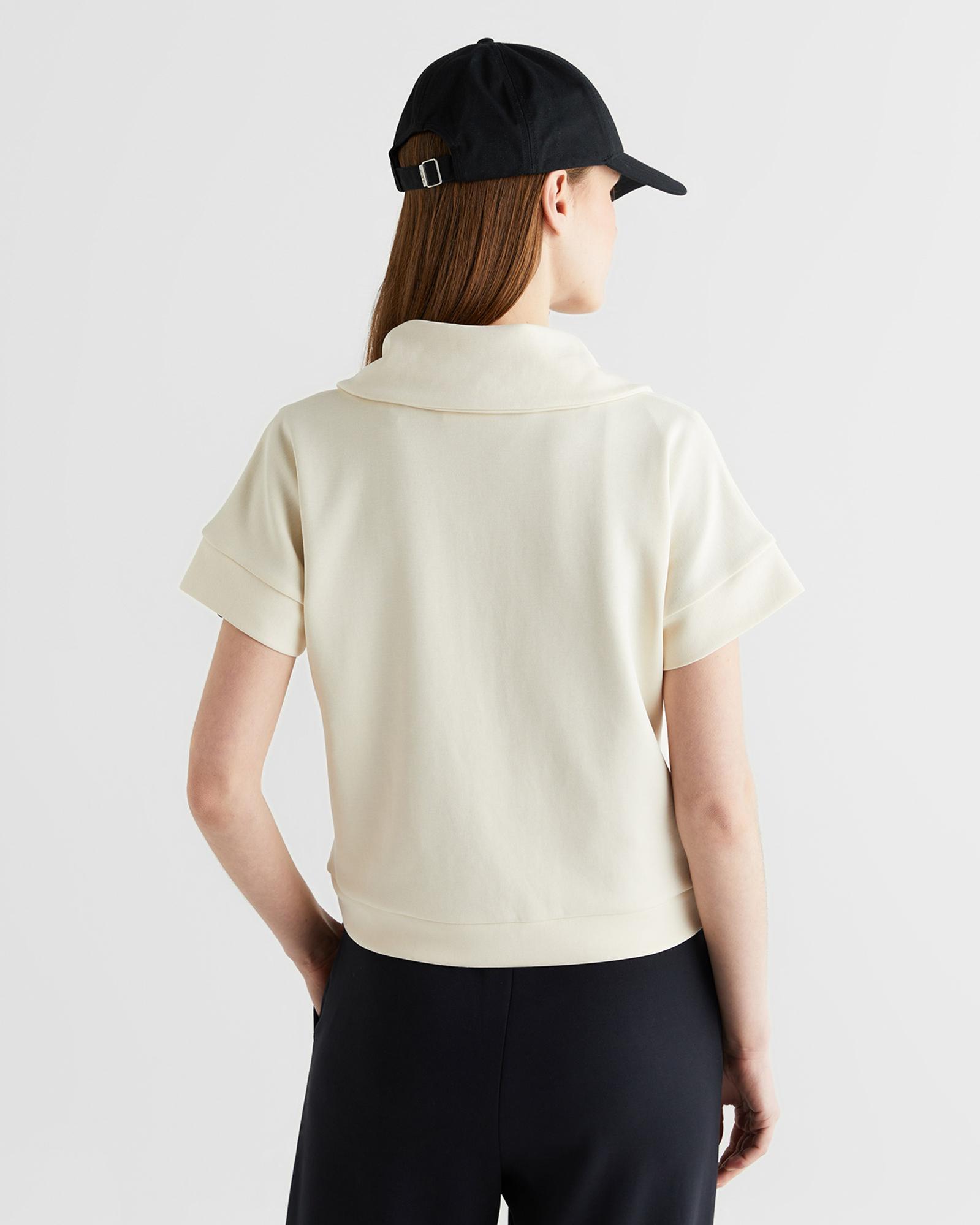 GANT Kadın Krem Relaxed Fit Yarım Fermuarlı Kısa Kollu Sweatshirt