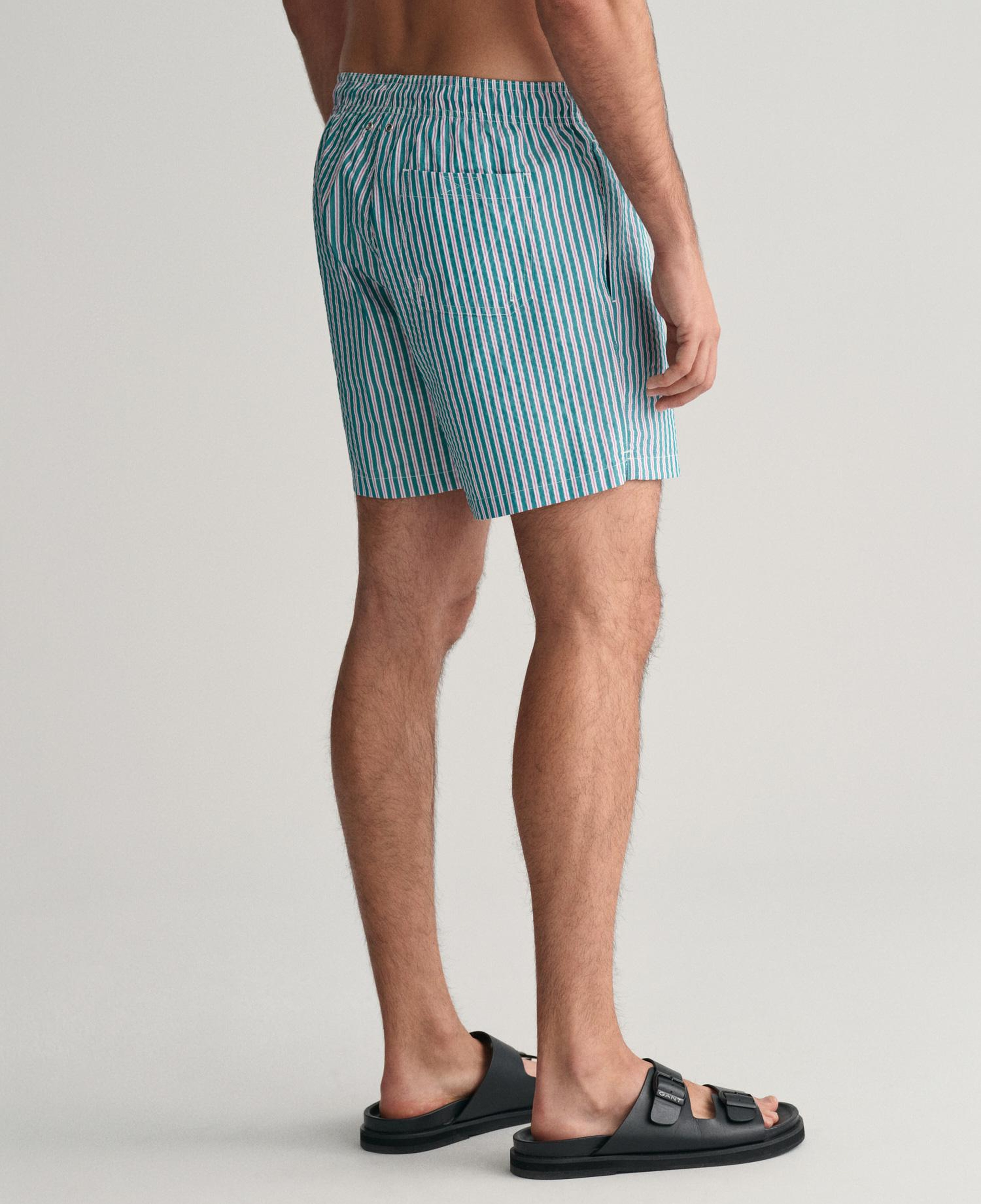 GANT Erkek Yeşil Regular Fit Çizgili Mayo Şort