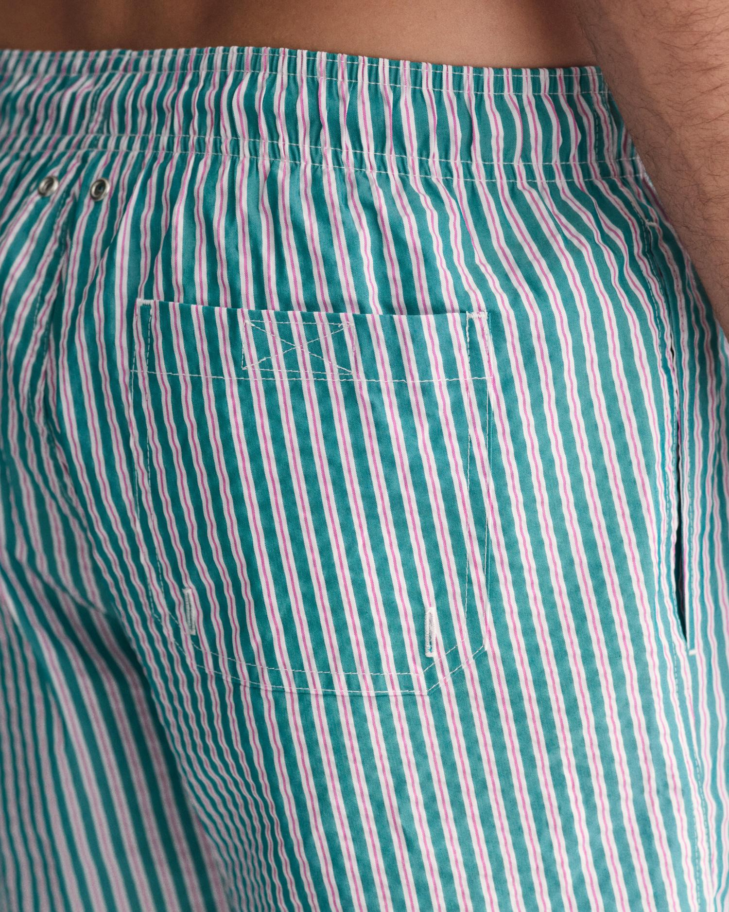 GANT Erkek Yeşil Regular Fit Çizgili Mayo Şort