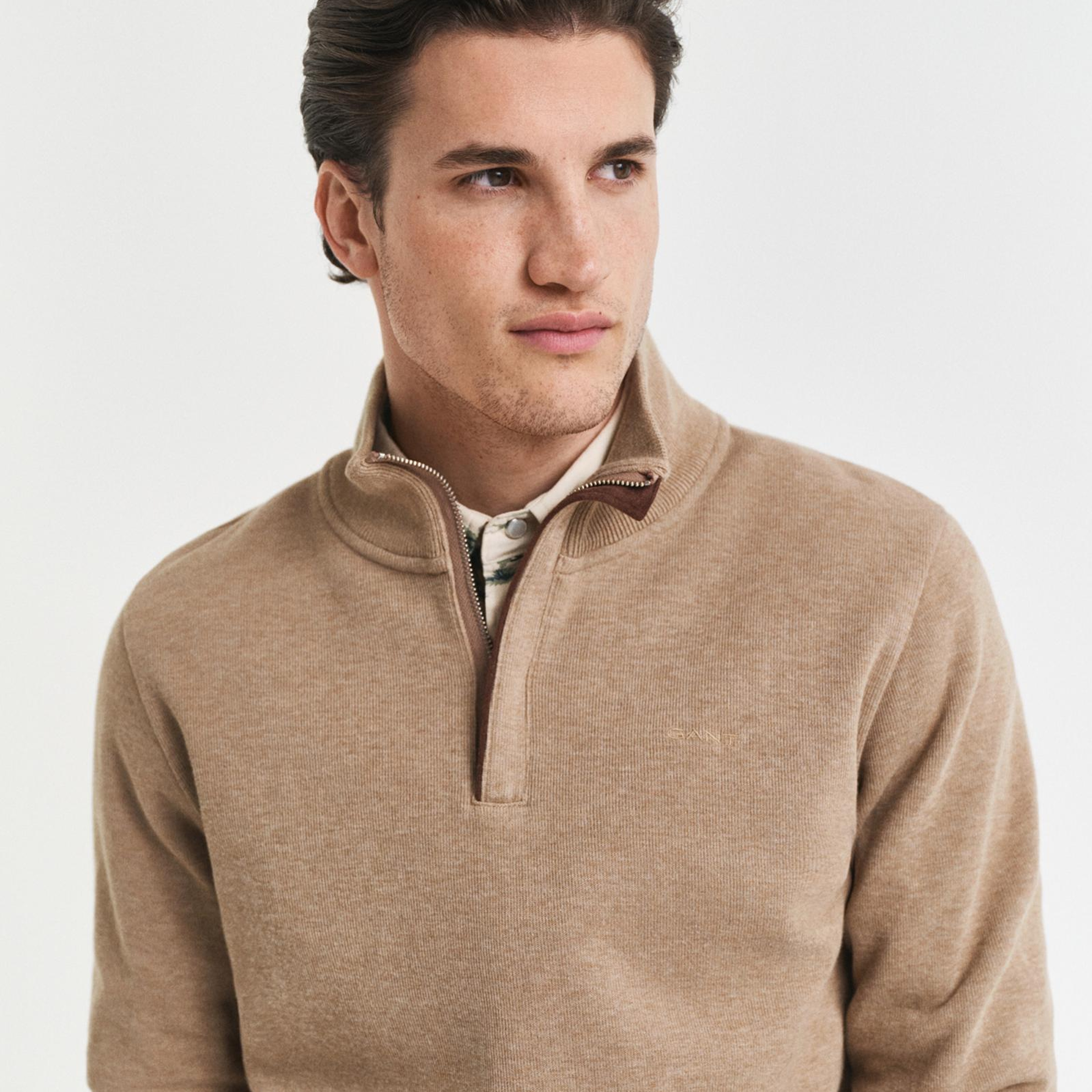 GANT Erkek Bej Regular Fit Yarım Fermuarlı Sweatshirt