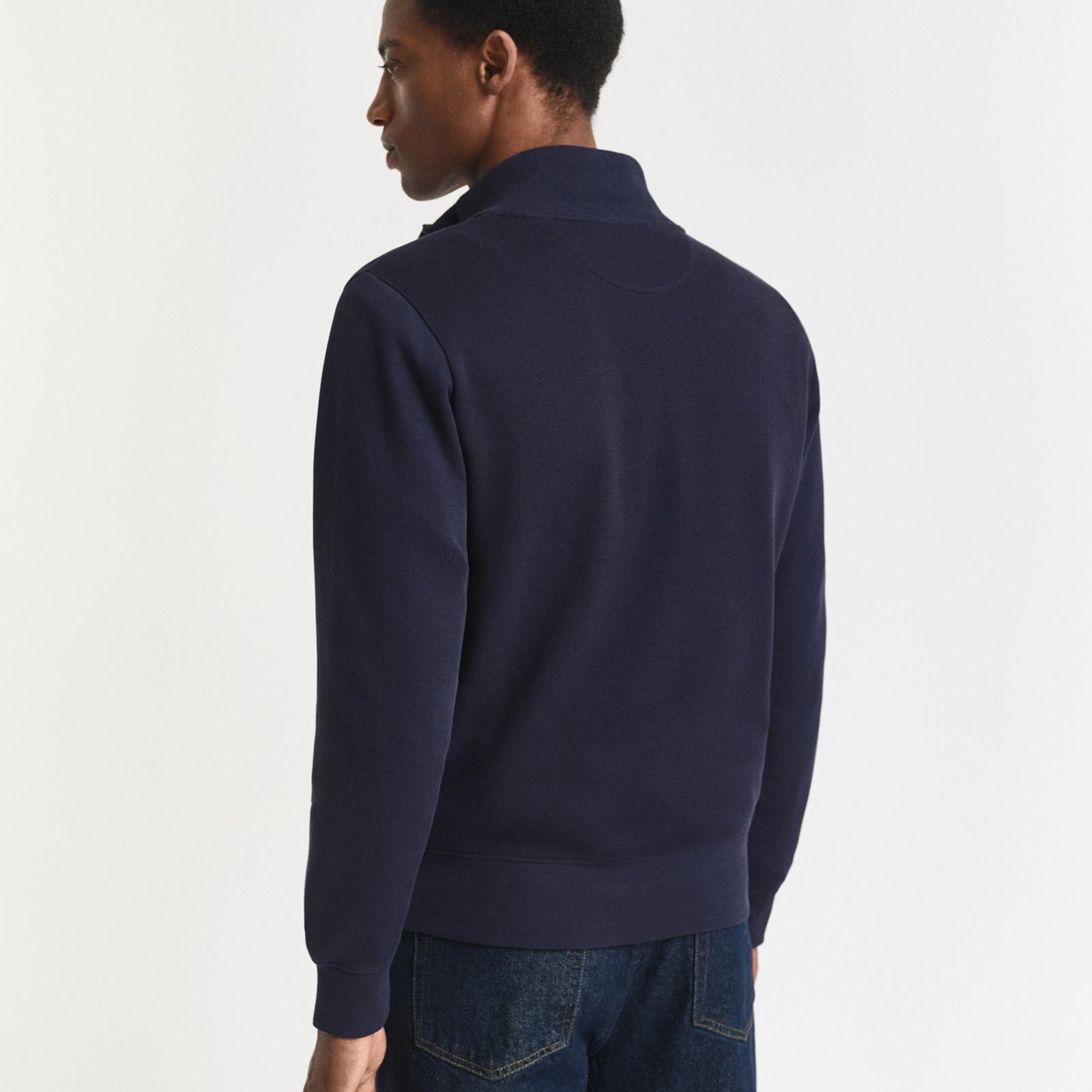 GANT Erkek Lacivert Regular Fit Yarım Fermuarlı Sweatshirt