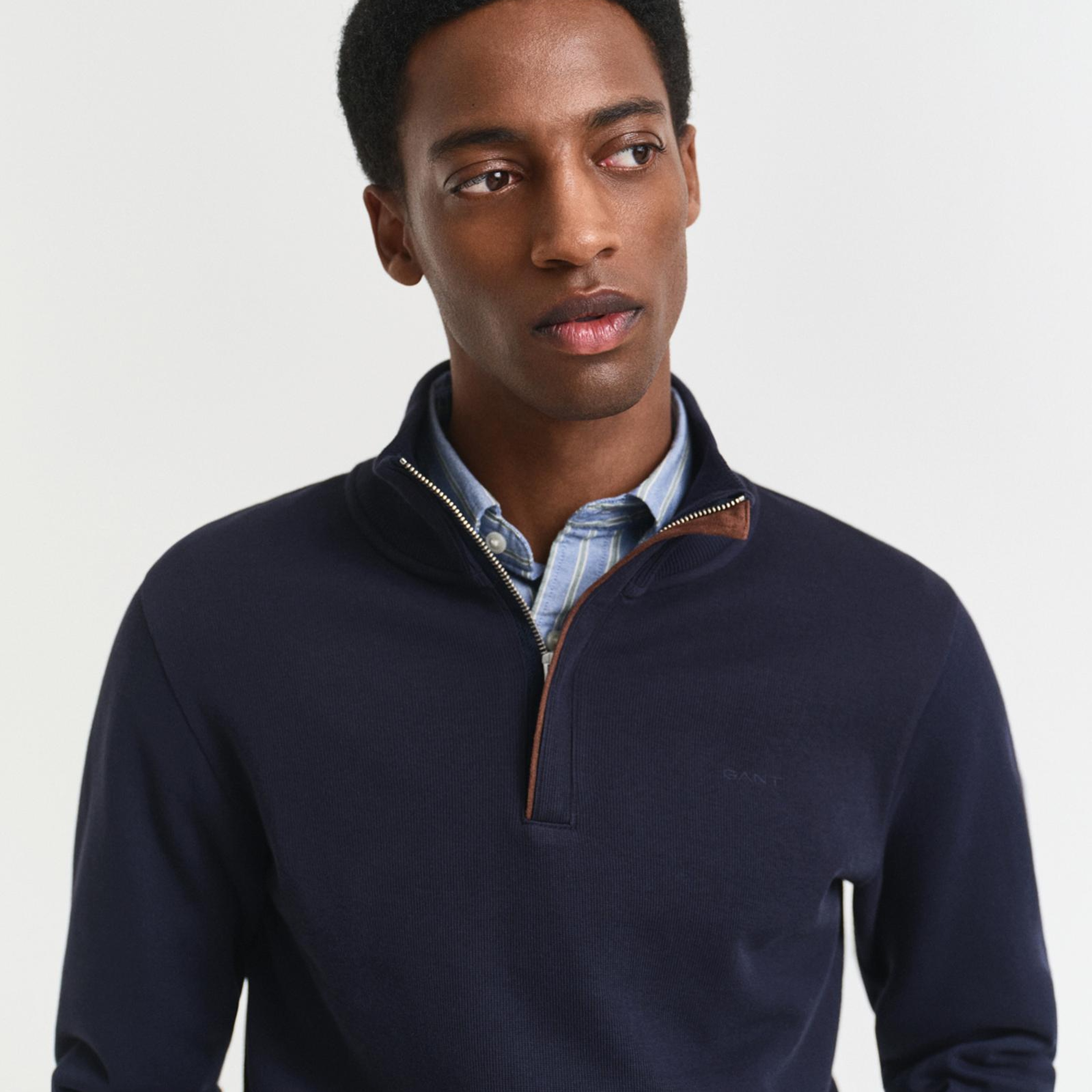 GANT Erkek Lacivert Regular Fit Yarım Fermuarlı Sweatshirt