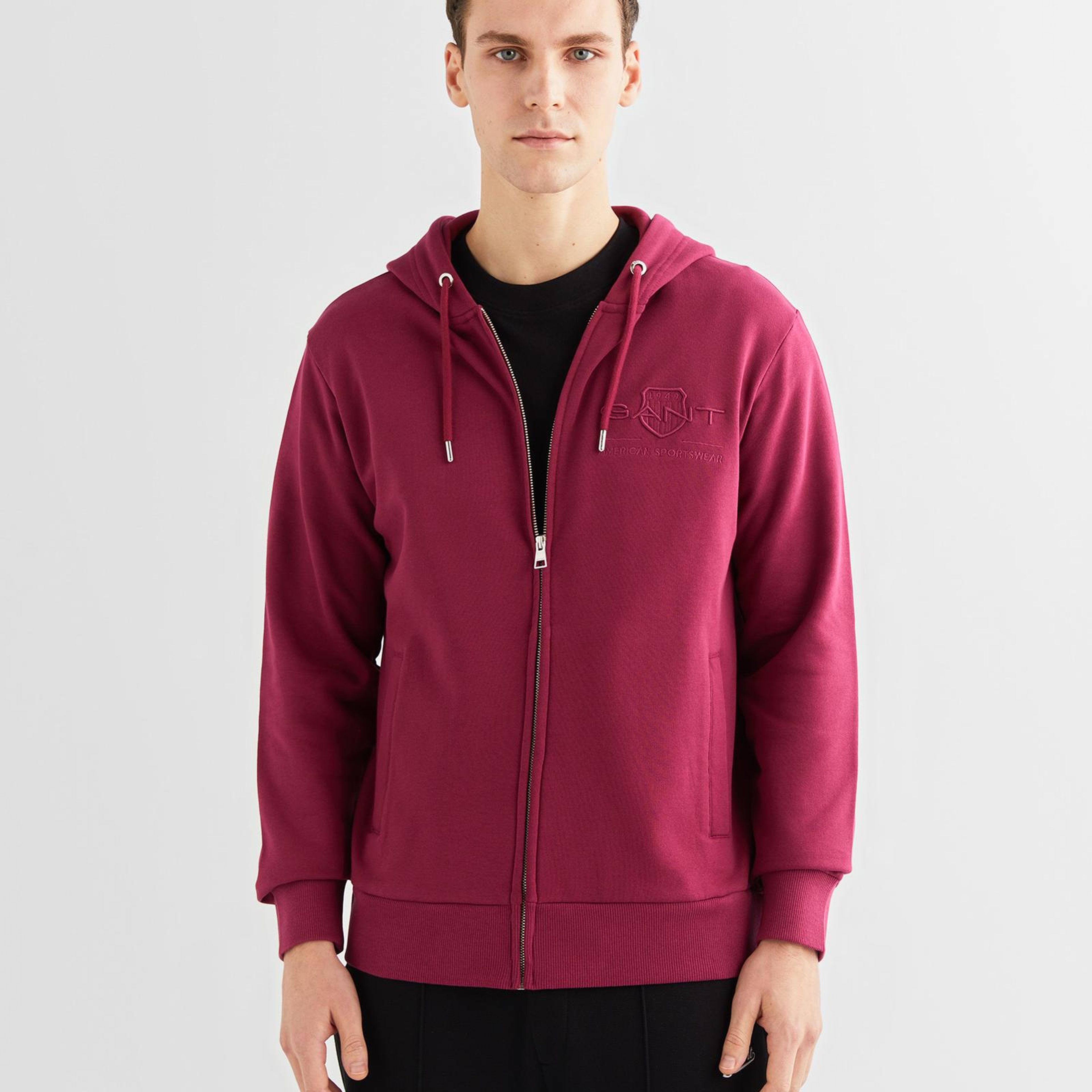 GANT Erkek Bordo Regular Fit Kapüşonlu Logolu Sweatshirt