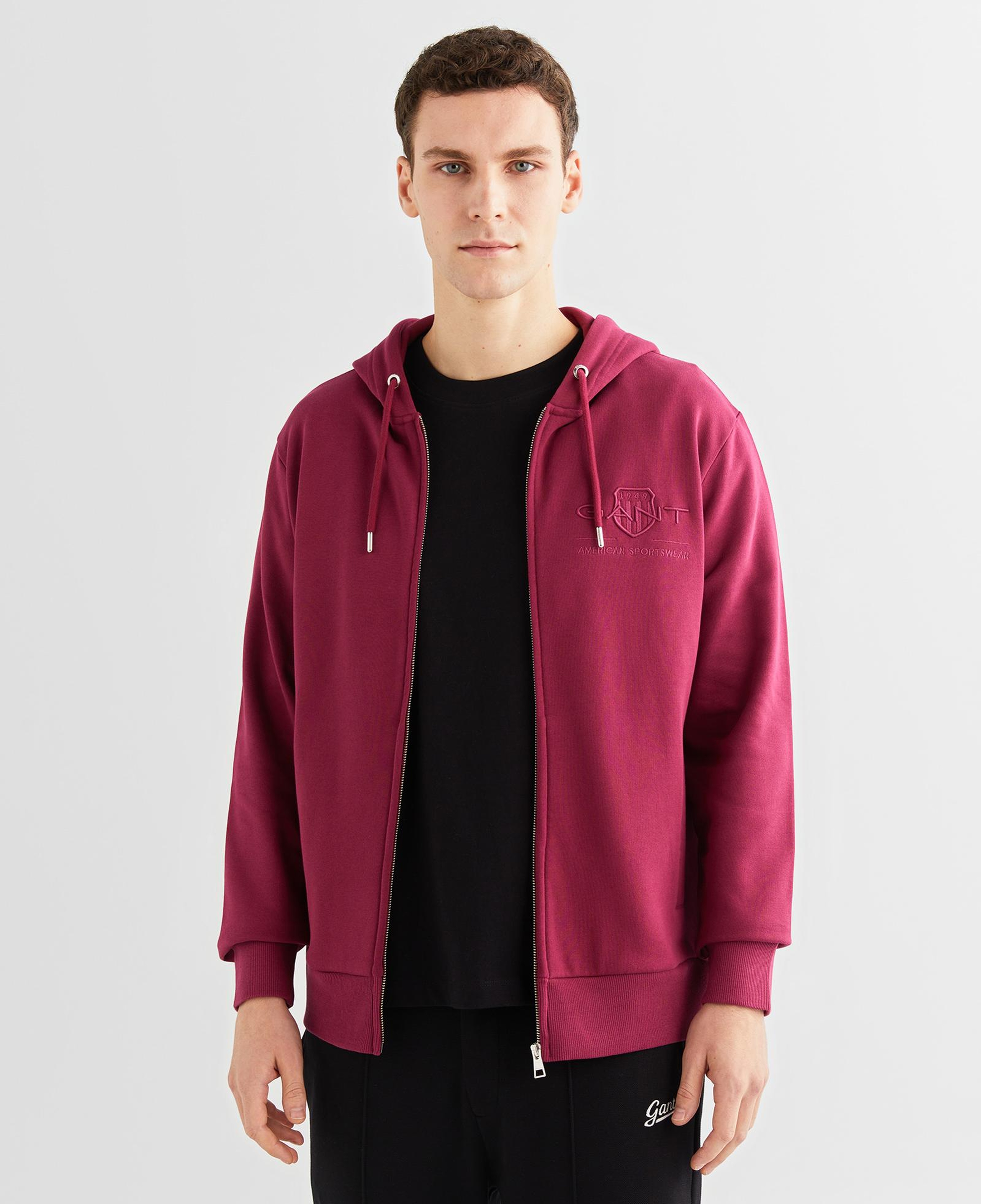 GANT Erkek Bordo Regular Fit Kapüşonlu Logolu Sweatshirt