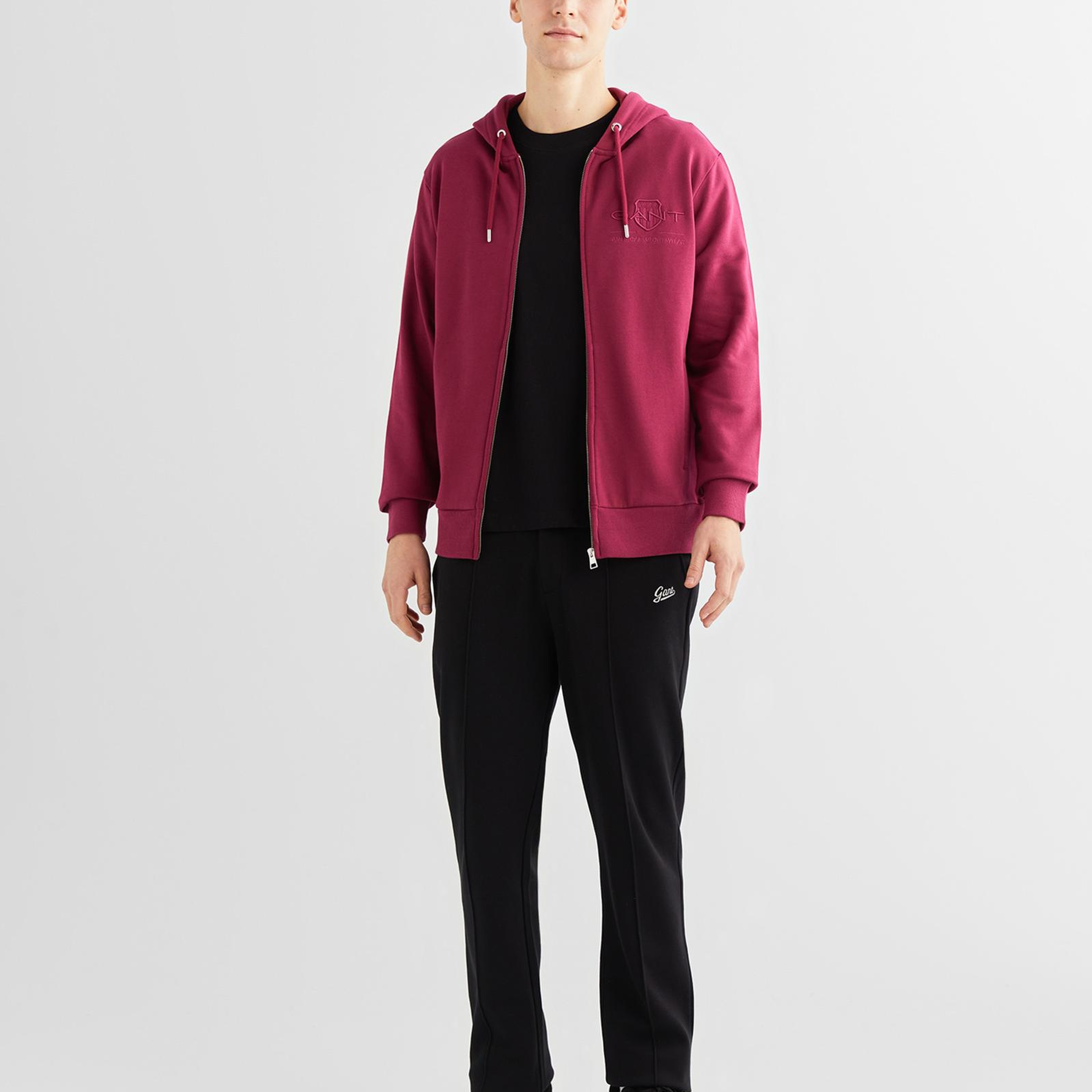 GANT Erkek Bordo Regular Fit Kapüşonlu Logolu Sweatshirt