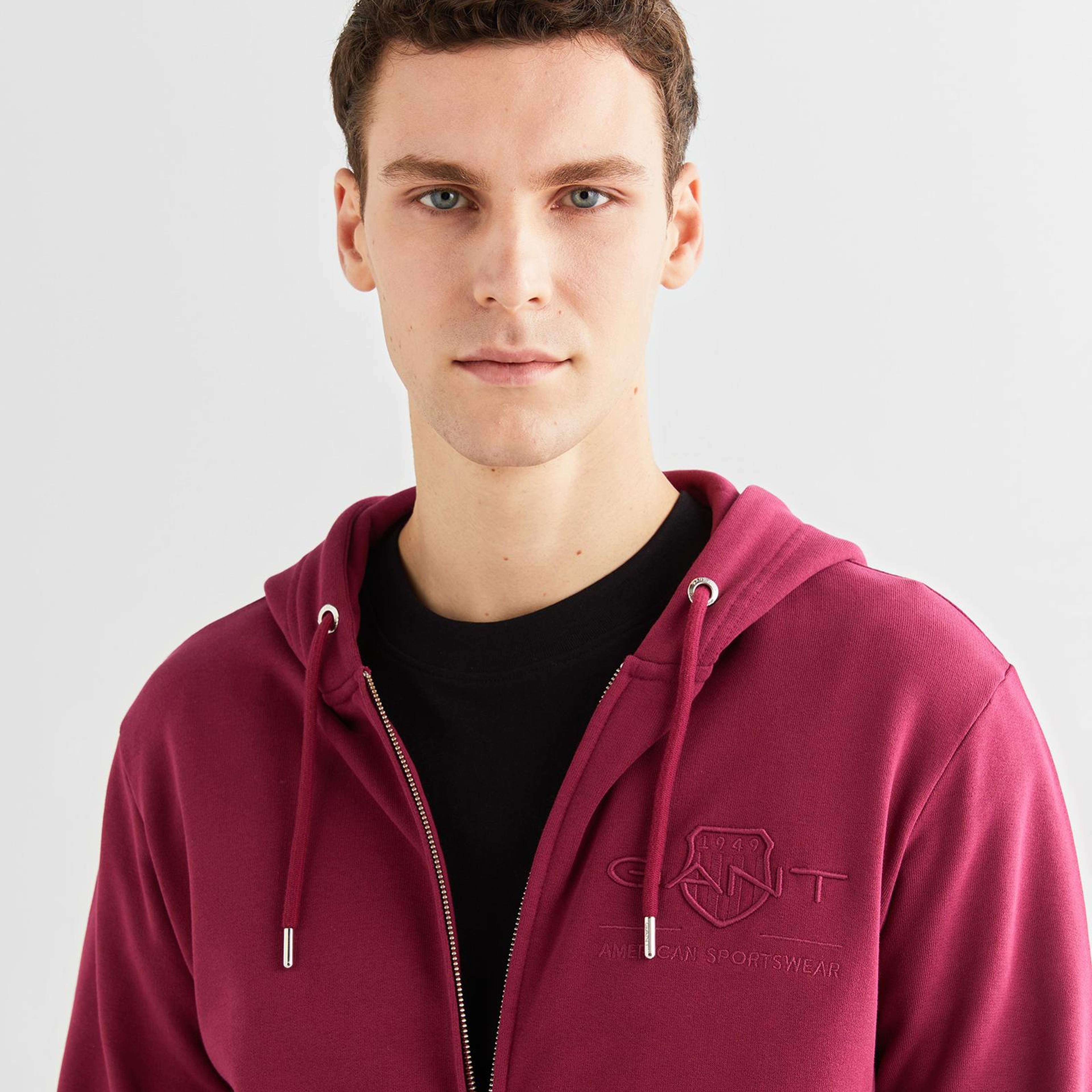 GANT Erkek Bordo Regular Fit Kapüşonlu Logolu Sweatshirt