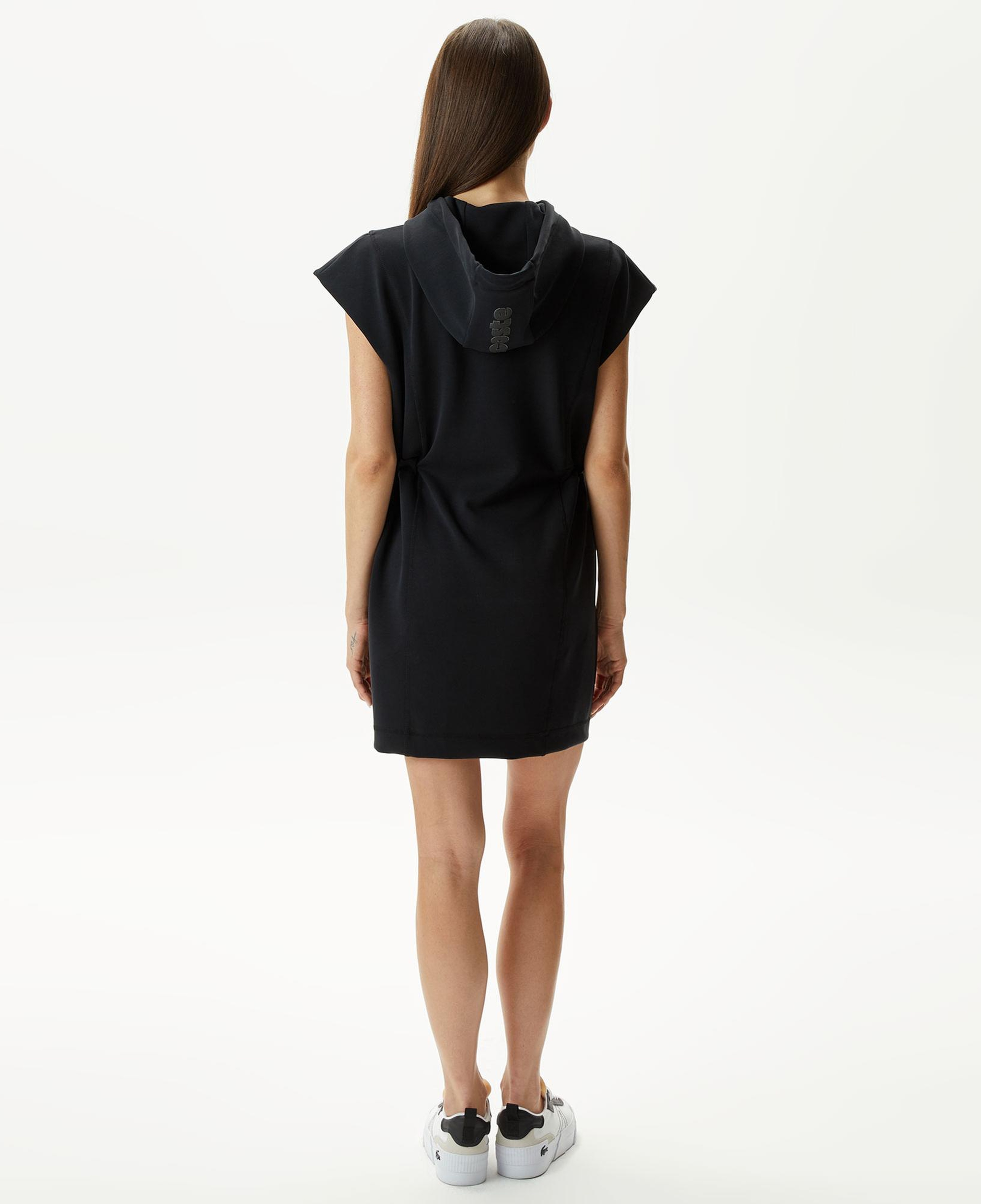 Kadın Straight Fit Kapüşonlu Siyah Elbise