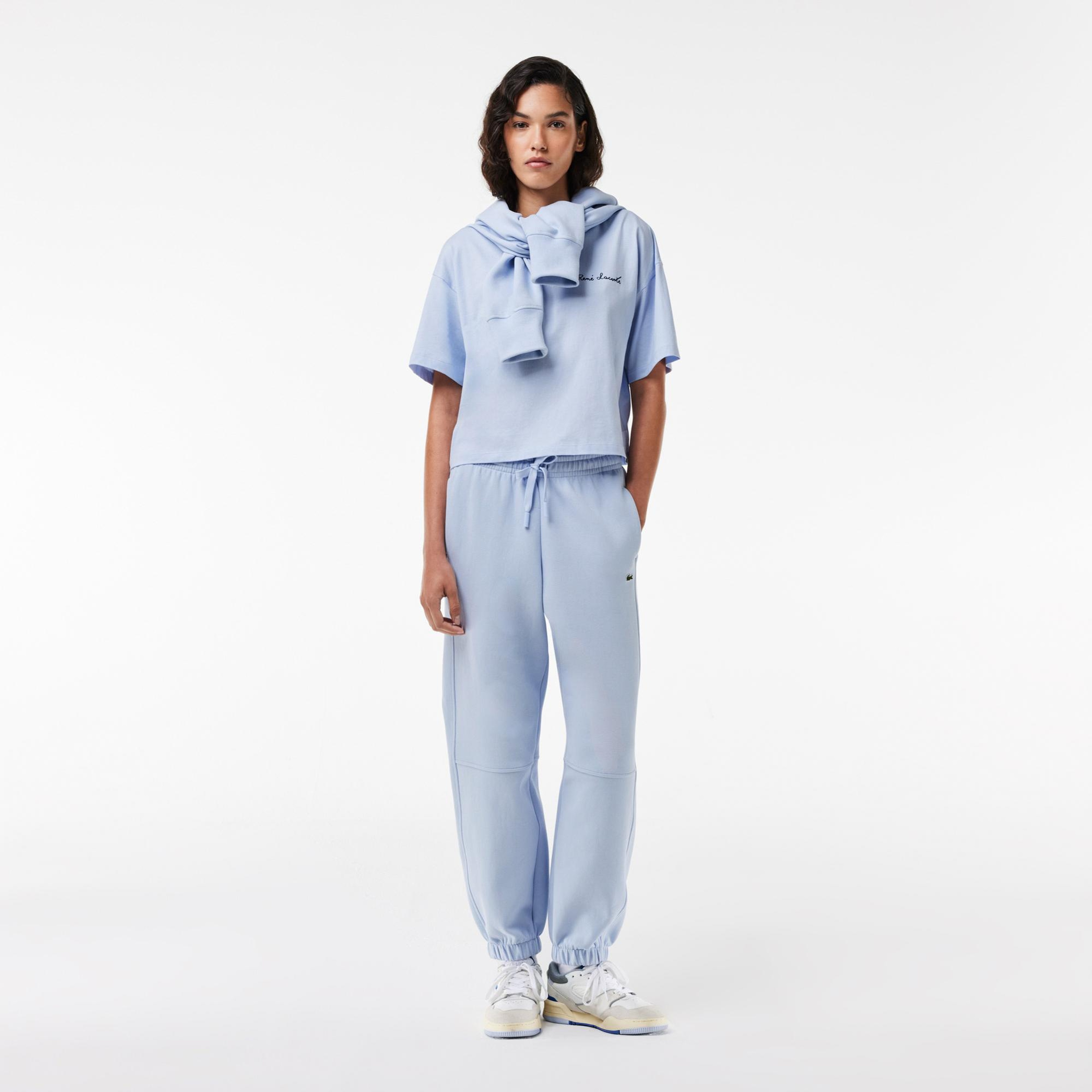 Kadın Relaxed Fit Bisiklet Yaka Mavi T-Shirt