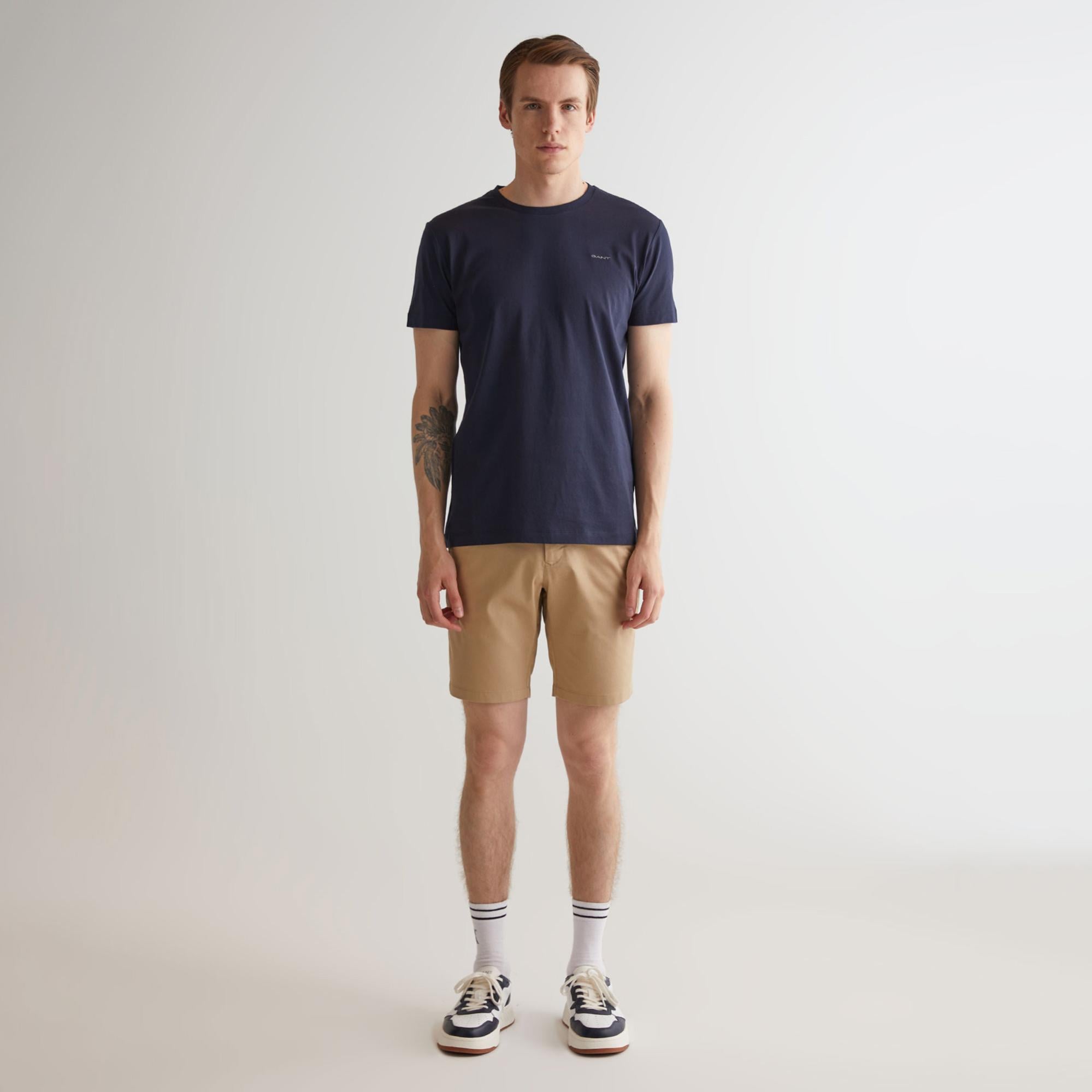 Gant Erkek Lacivert Slim Fit Bisiklet Yaka T-Shirt