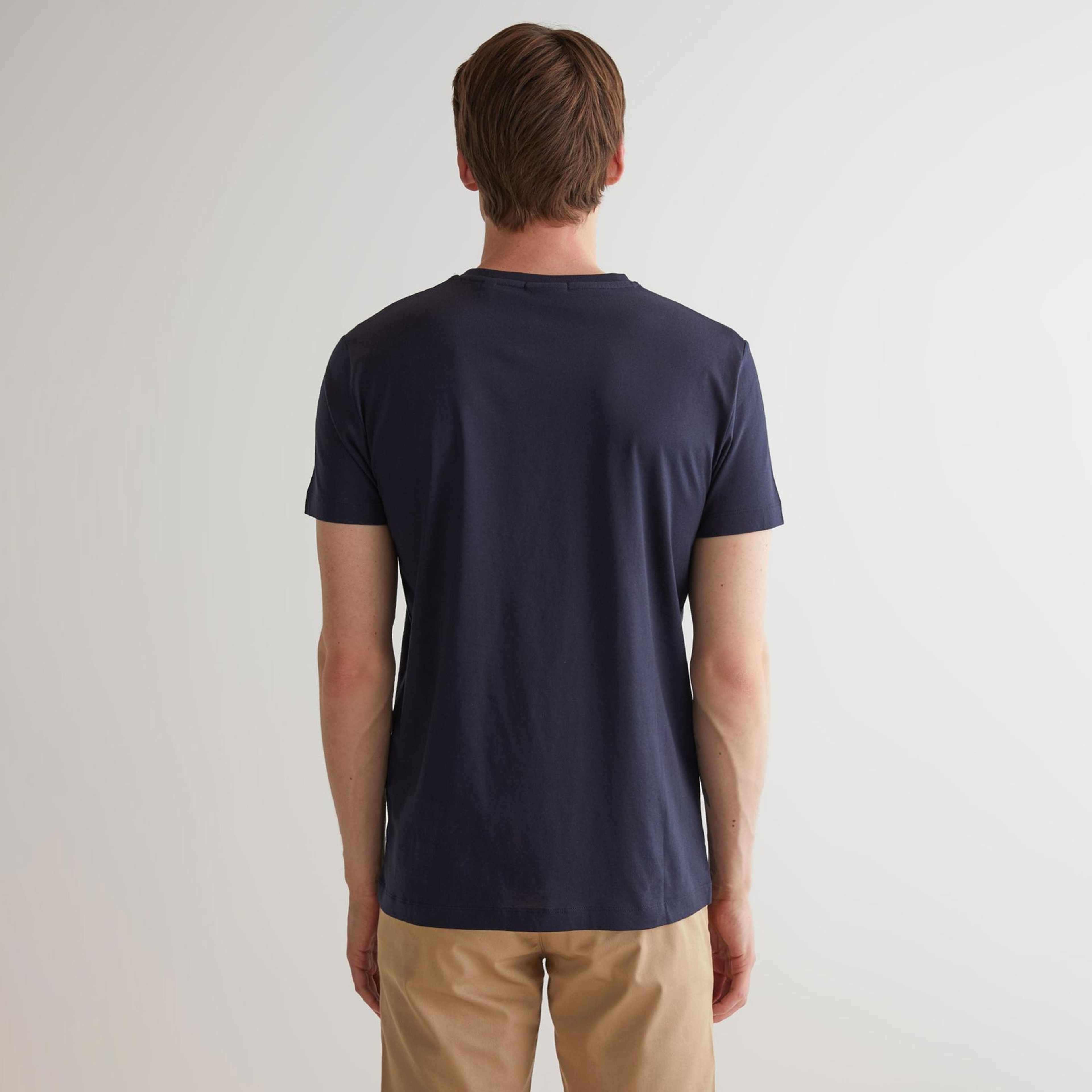 Gant Erkek Lacivert Slim Fit Bisiklet Yaka T-Shirt
