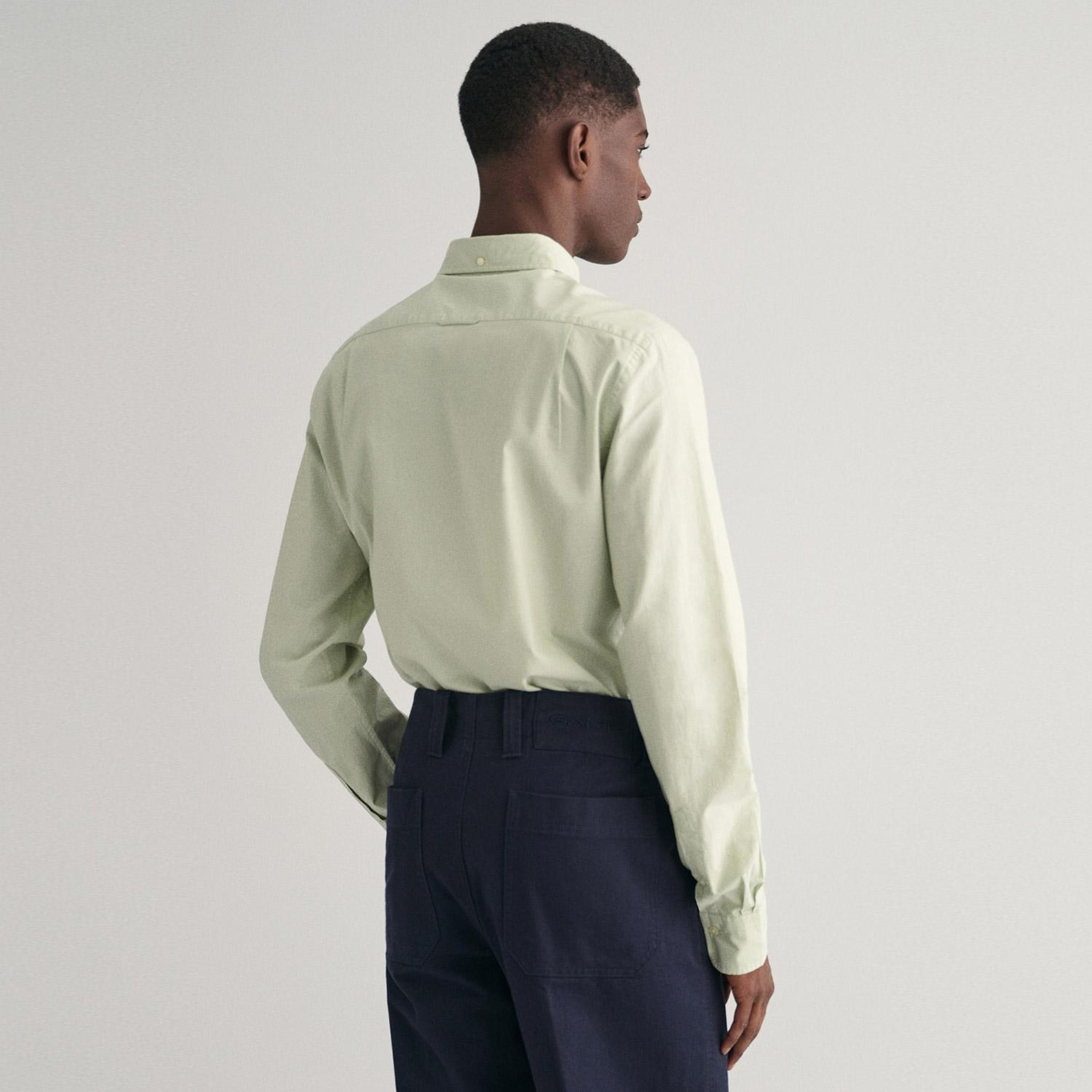 GANT Erkek Yeşil Slim Fit Düğmeli Yaka Broadcloth Gömlek