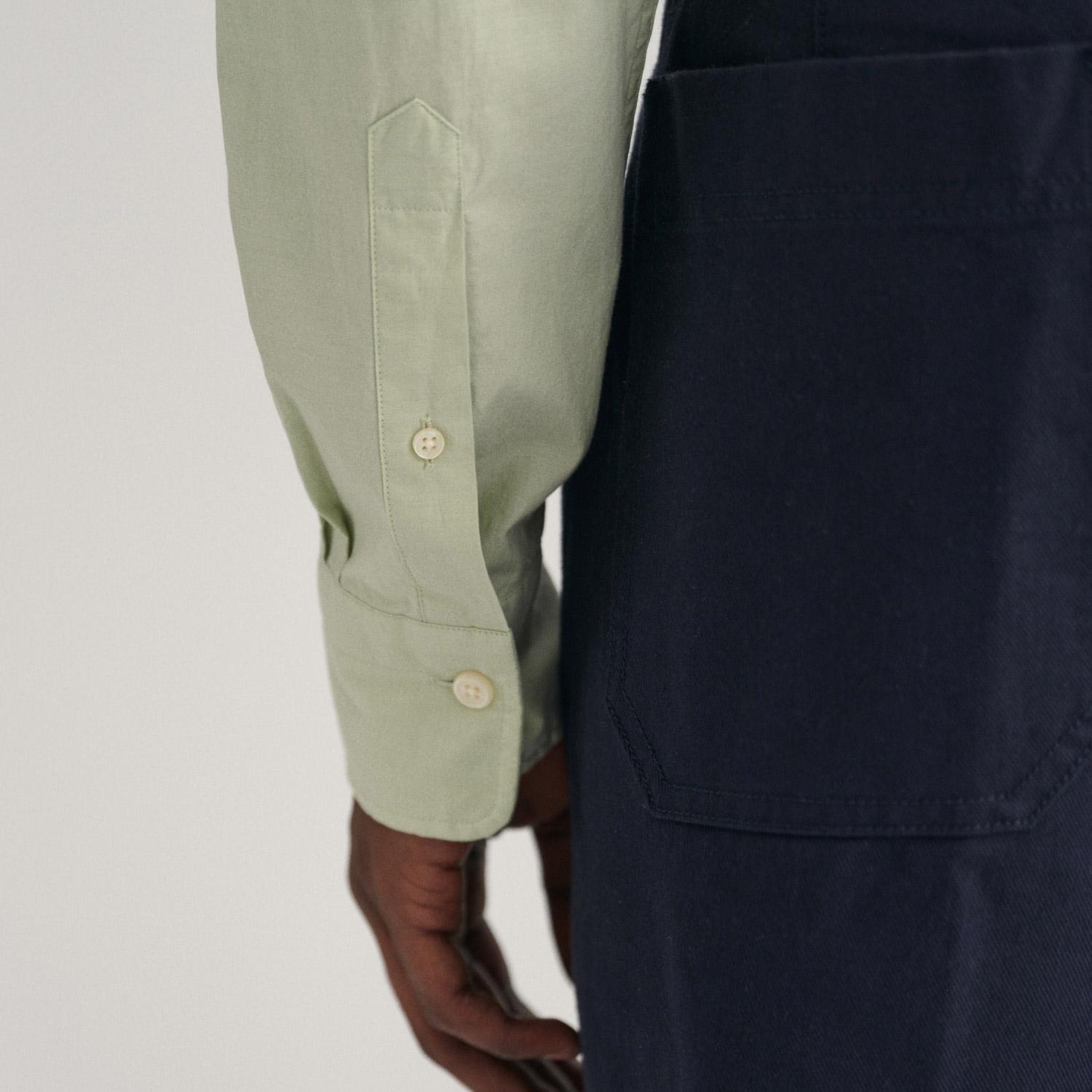 GANT Erkek Yeşil Slim Fit Düğmeli Yaka Broadcloth Gömlek