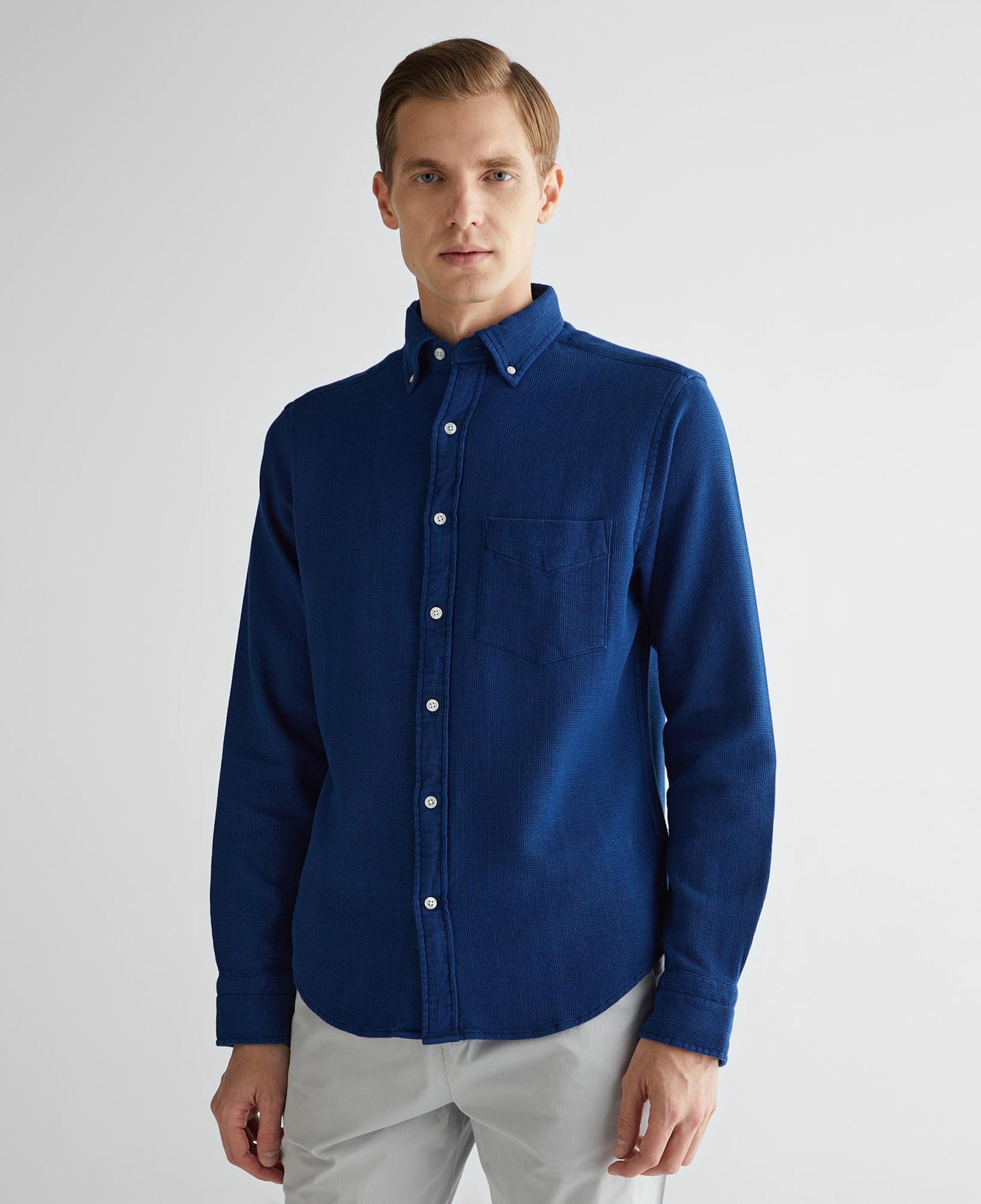 GANT Erkek Lacivert Regular Fit Düğmeli Yaka Gömlek