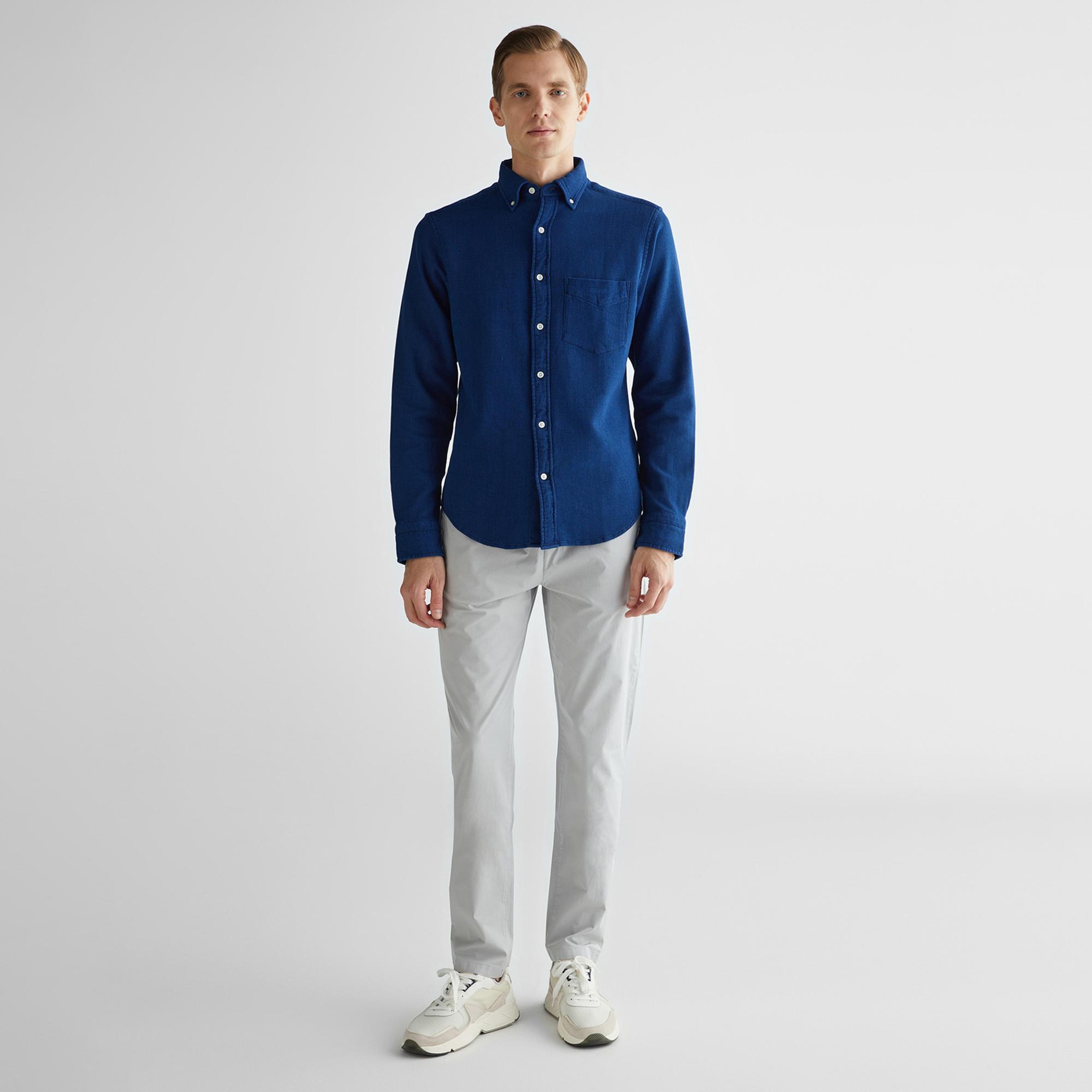 GANT Erkek Lacivert Regular Fit Düğmeli Yaka Gömlek