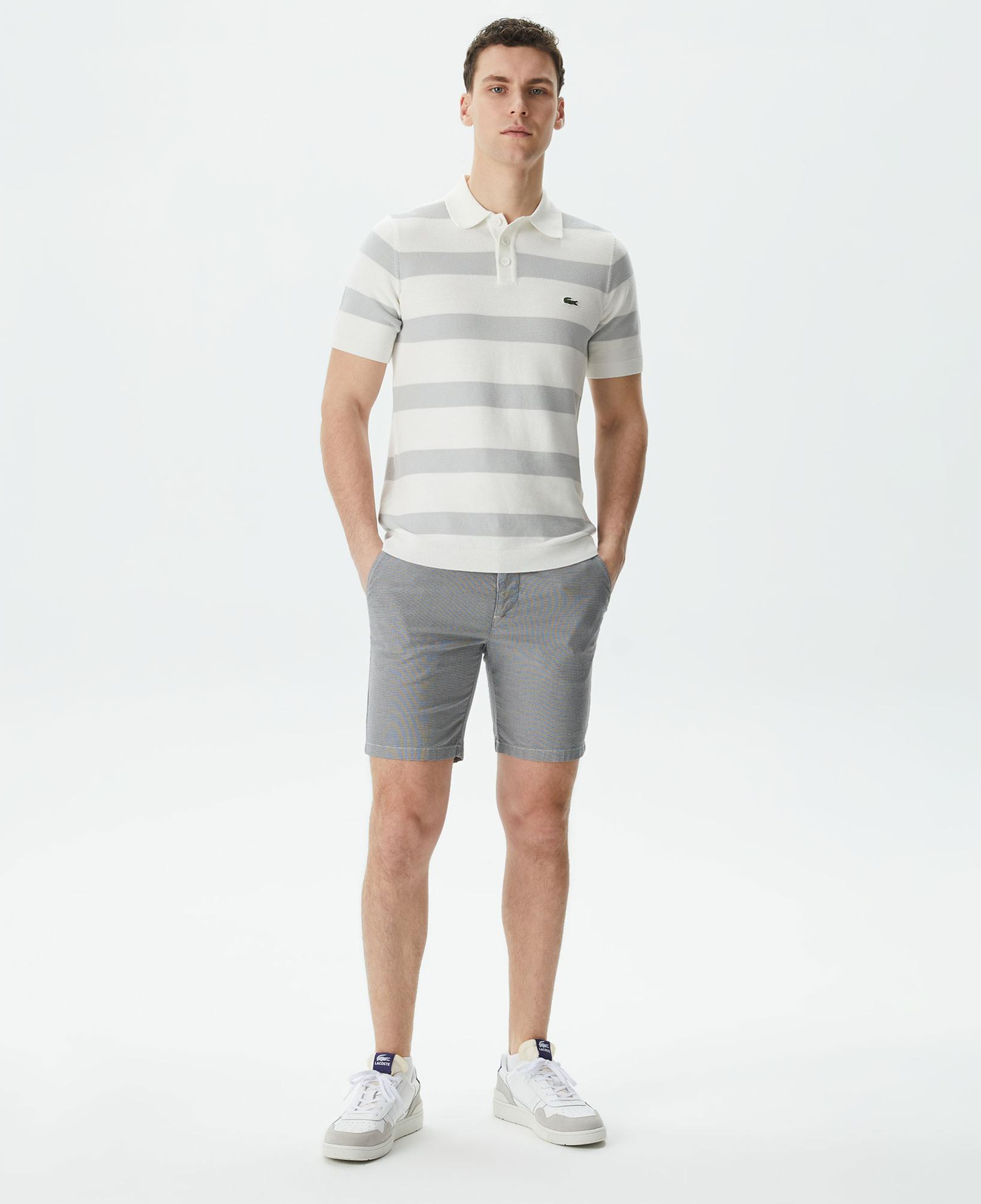 Erkek Slim Fit Desenli Gri Bermuda