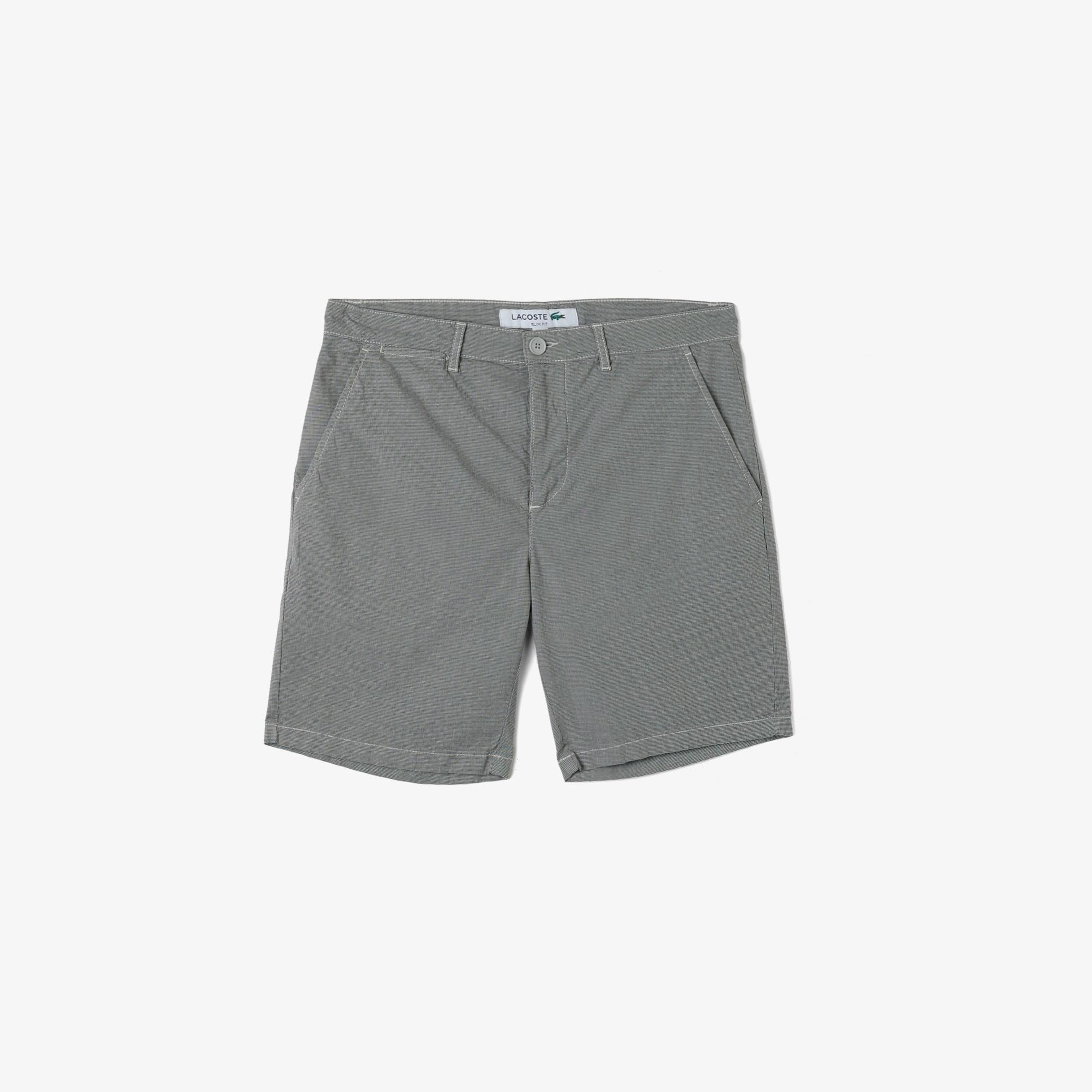 Erkek Slim Fit Desenli Gri Bermuda