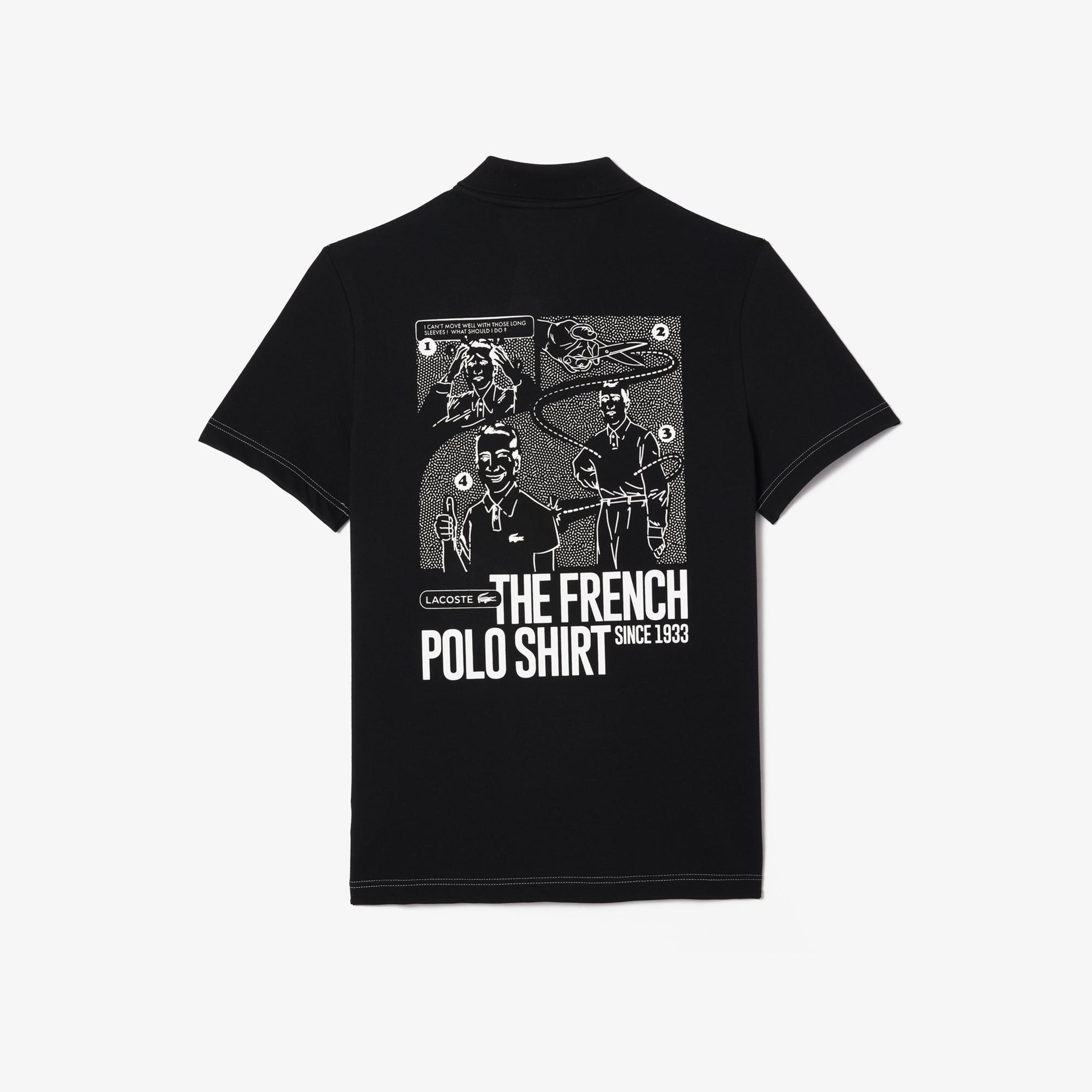 Erkek Regular Fit Baskılı Siyah Polo