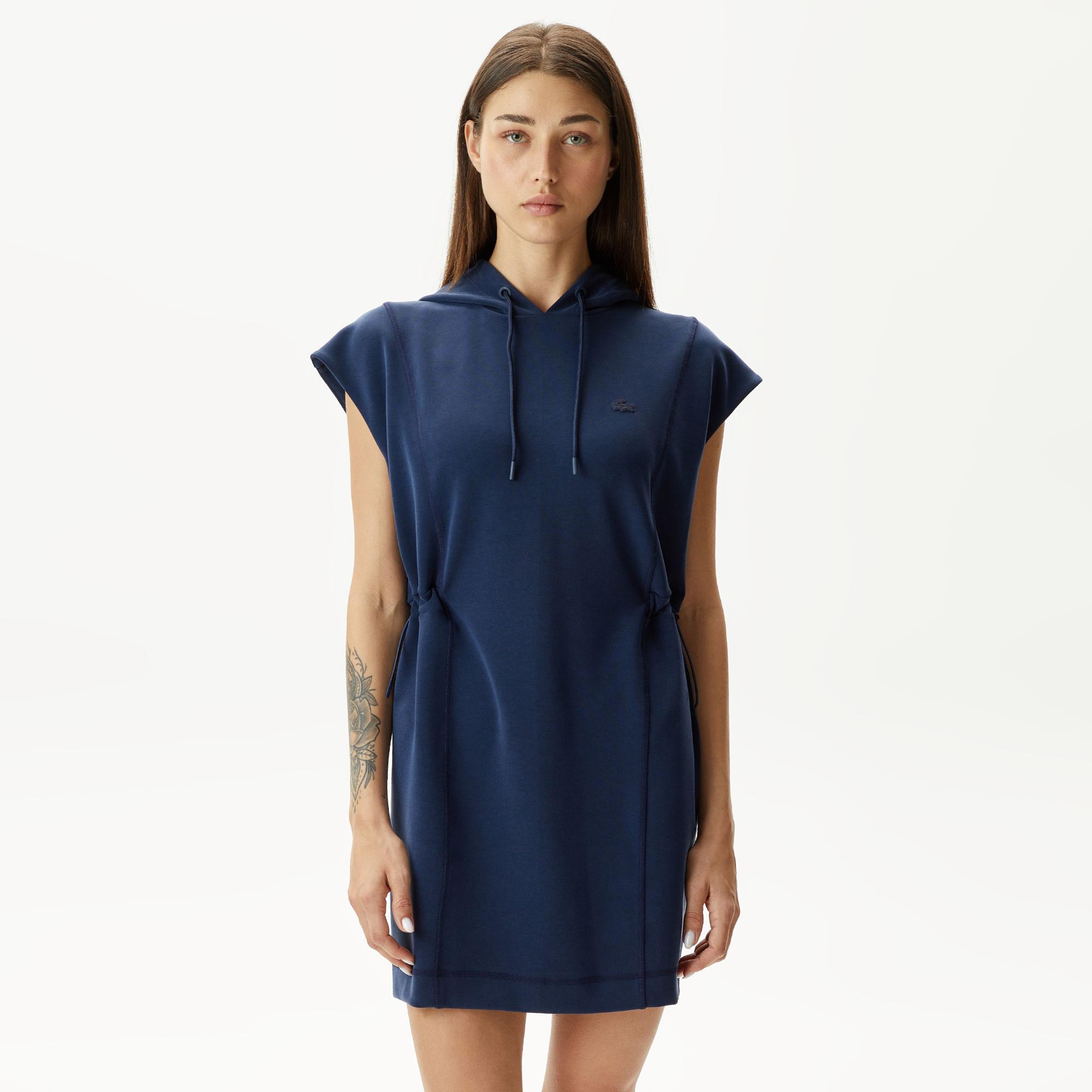 Kadın Straight Fit Kapüşonlu Lacivert Elbise