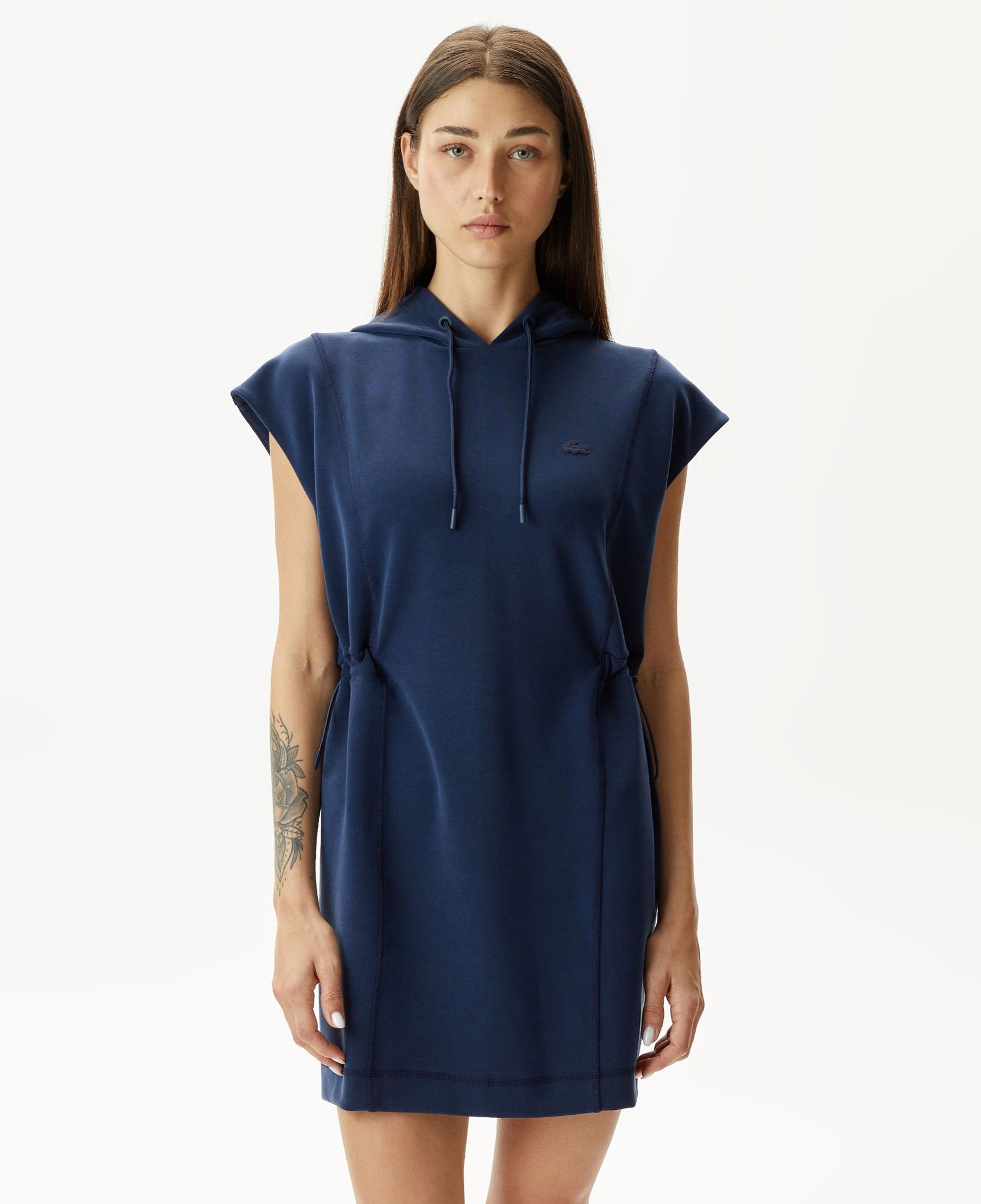 Kadın Straight Fit Kapüşonlu Lacivert Elbise